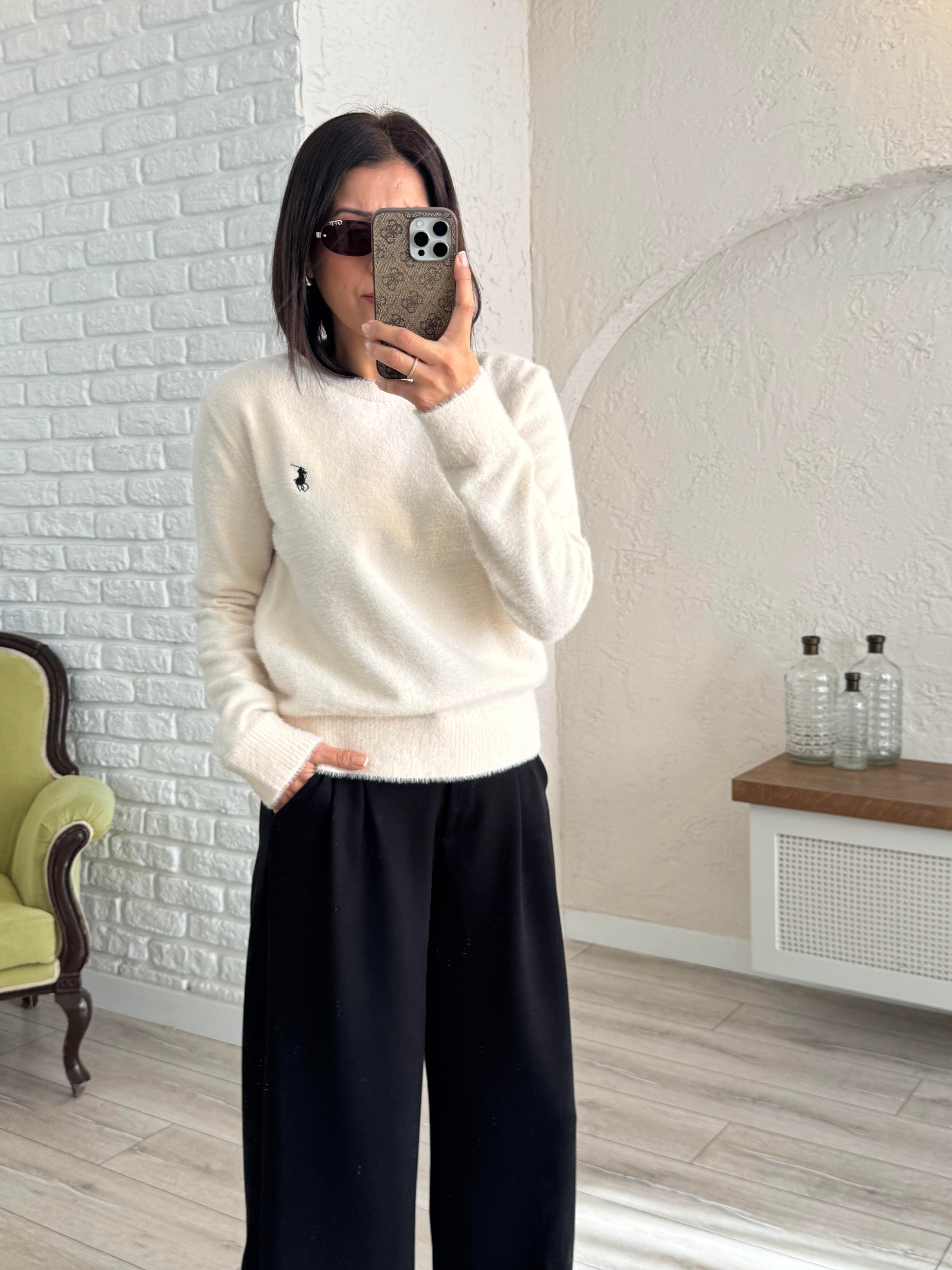 Bisiklet Yaka Yumoş Triko Ekru 