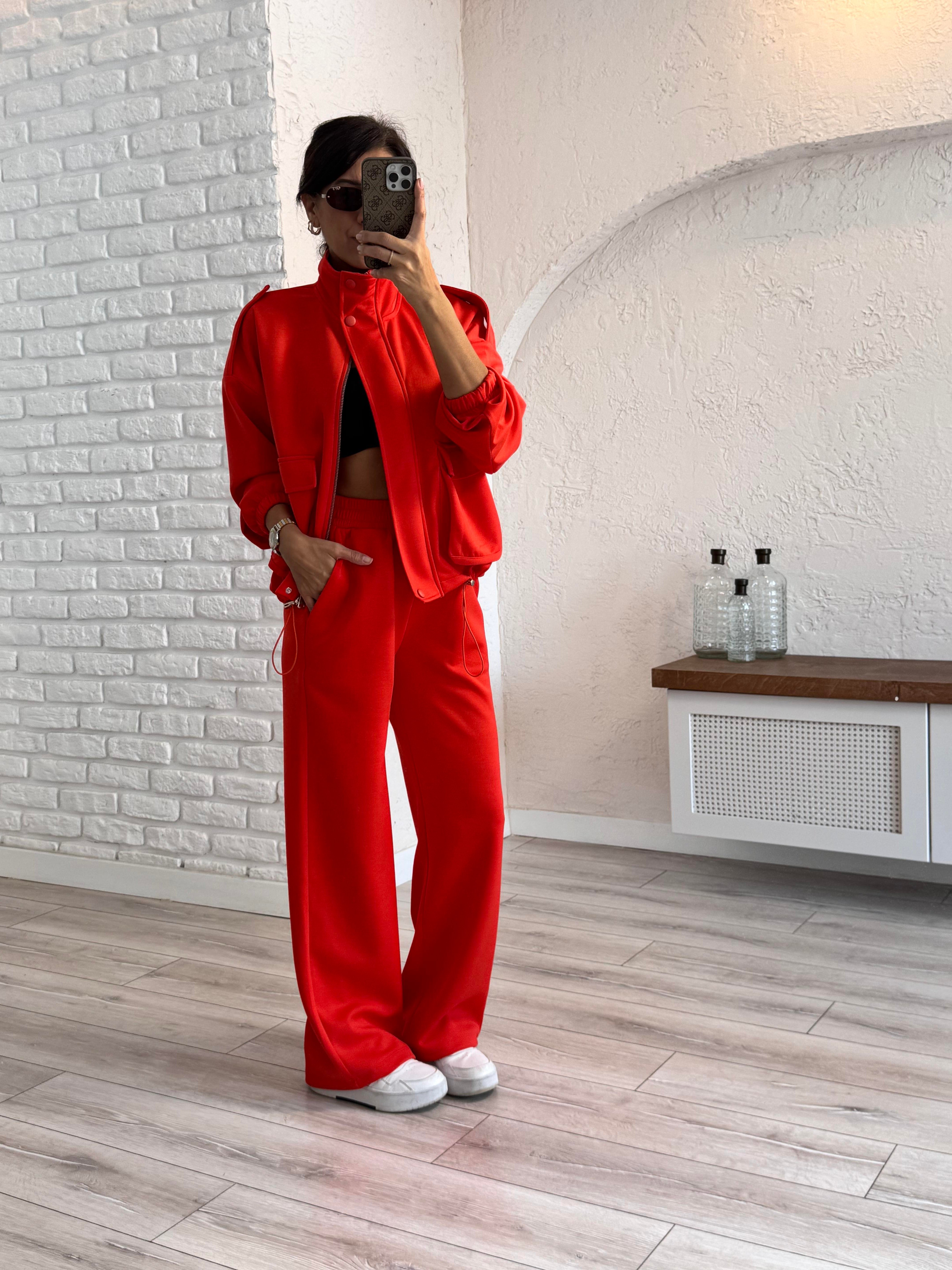 Bomber Ceketli Takım Nar Çiçeği