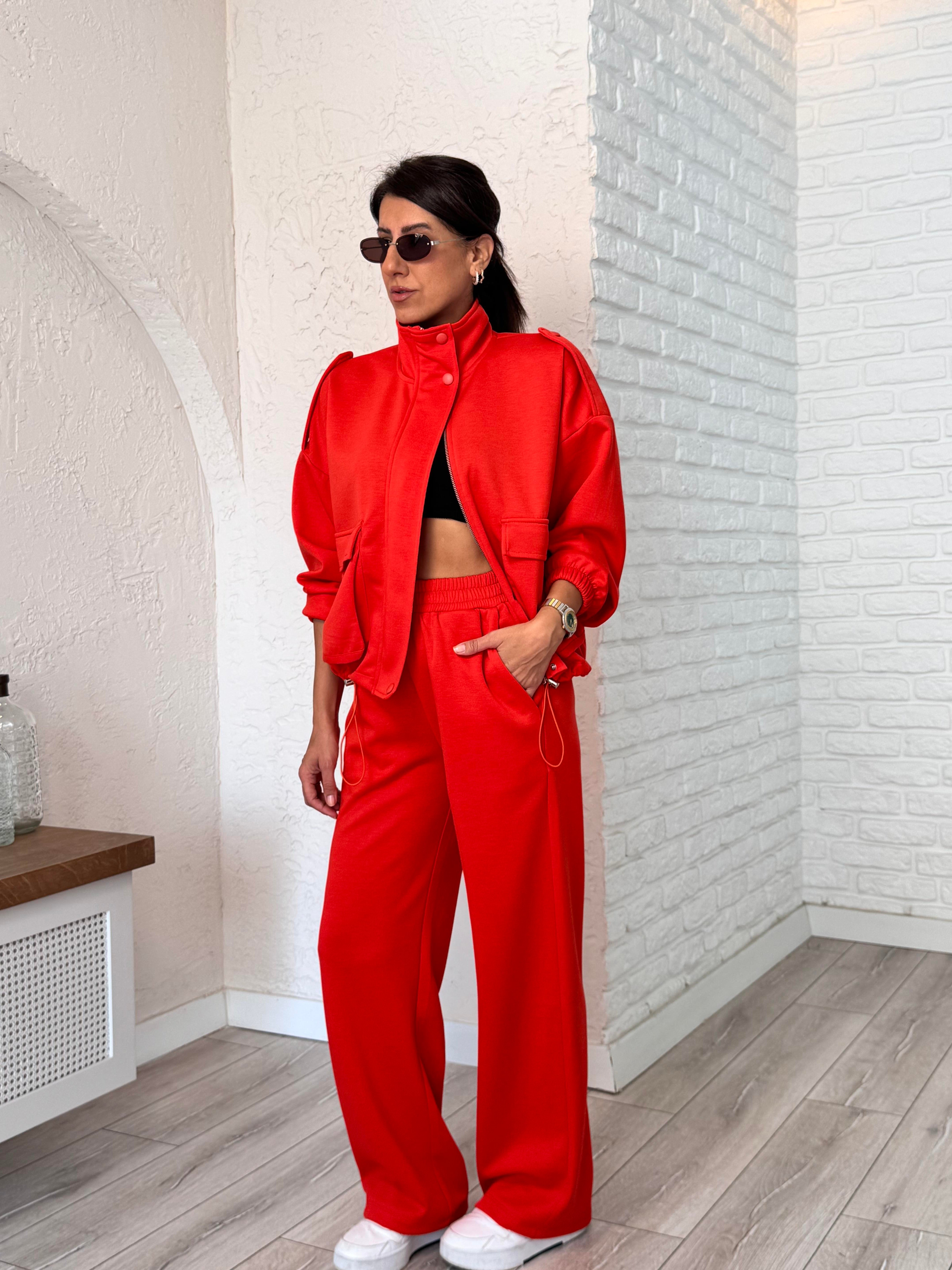 Bomber Ceketli Takım Nar Çiçeği