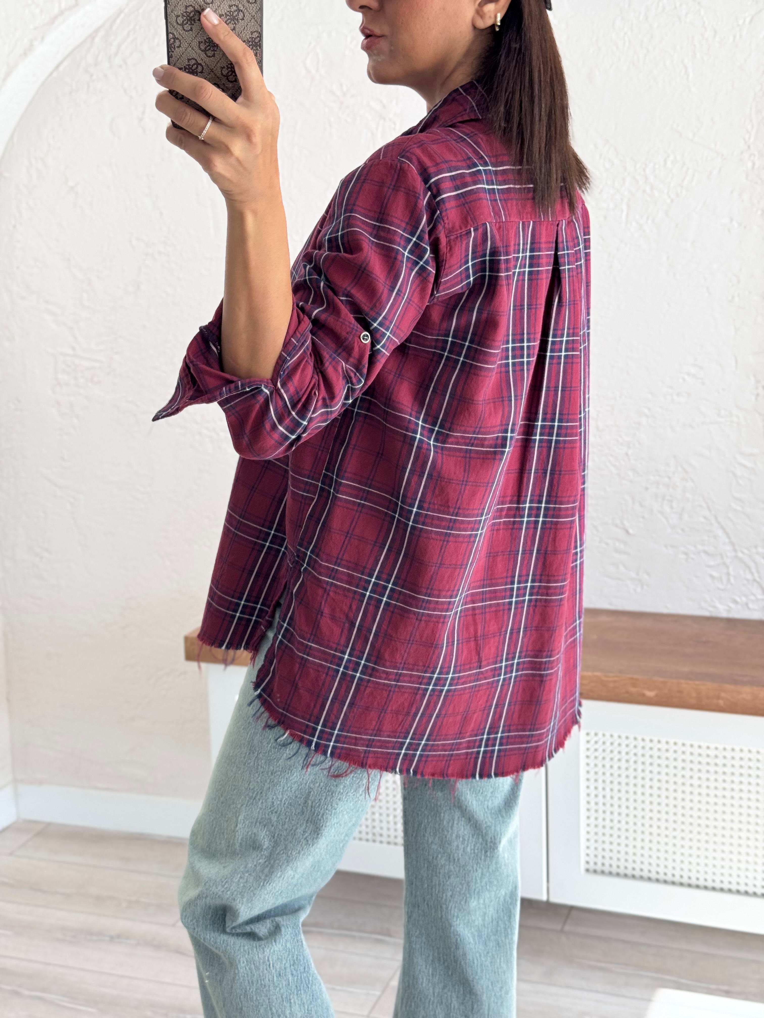 Bordo Ekoseli Gömlek 