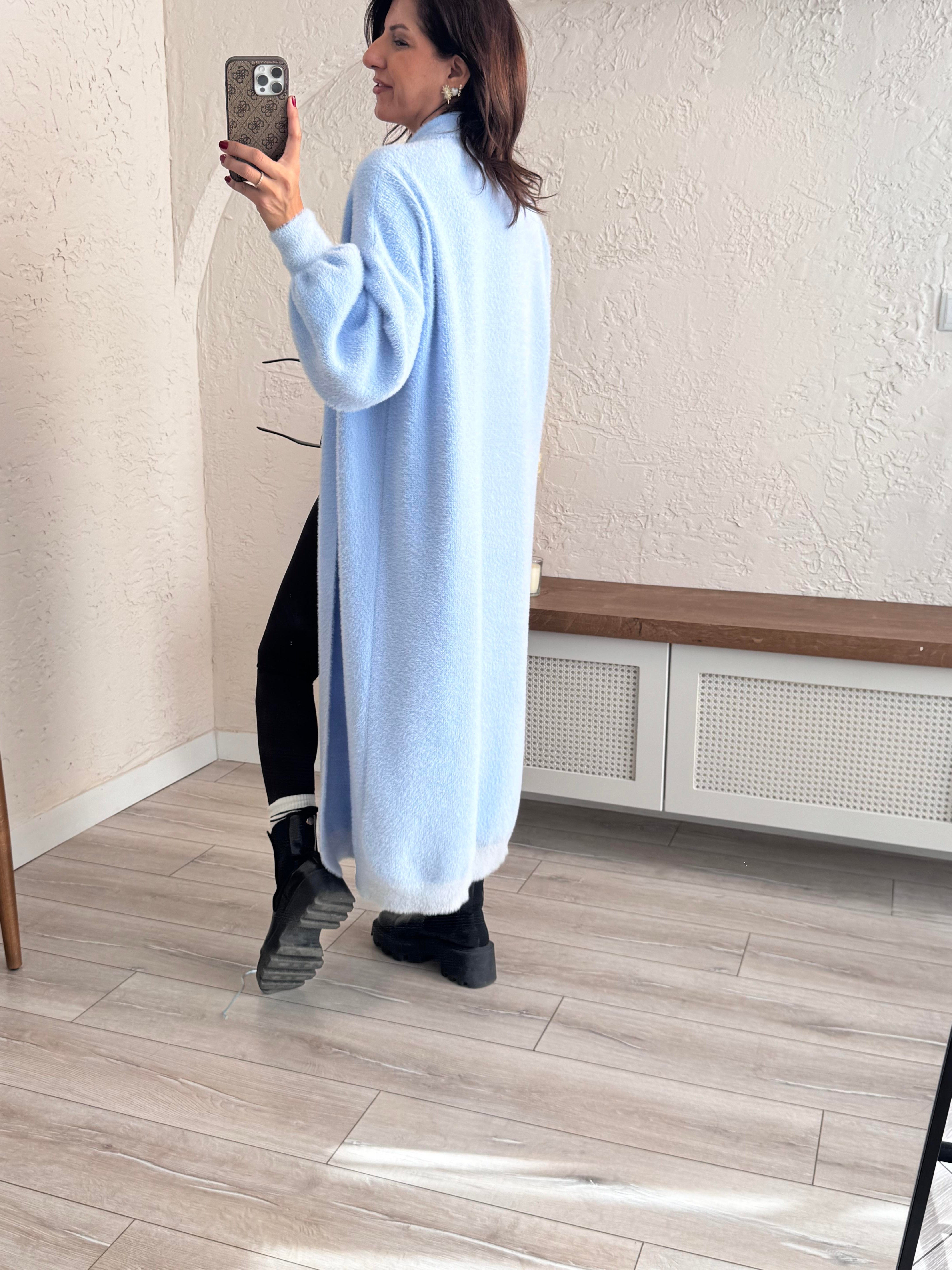 Boydan Triko Hırka Bebe Mavi