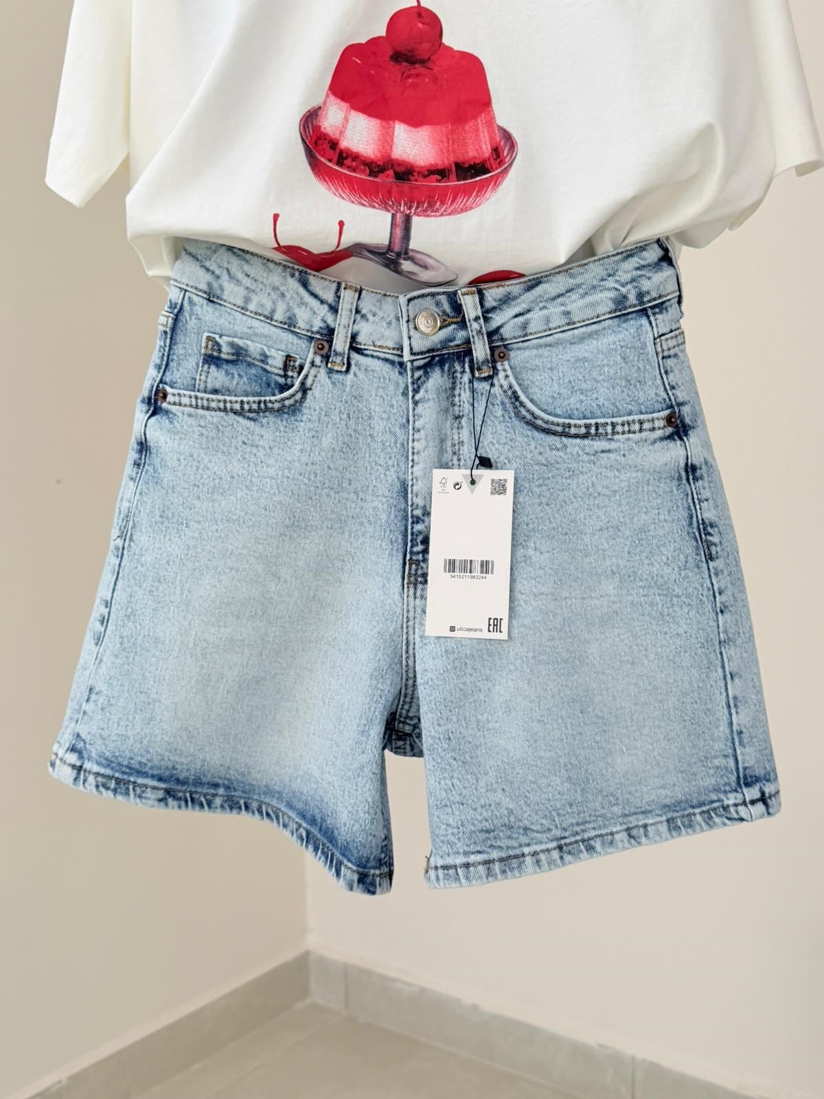Buz Mavi Kot Şort