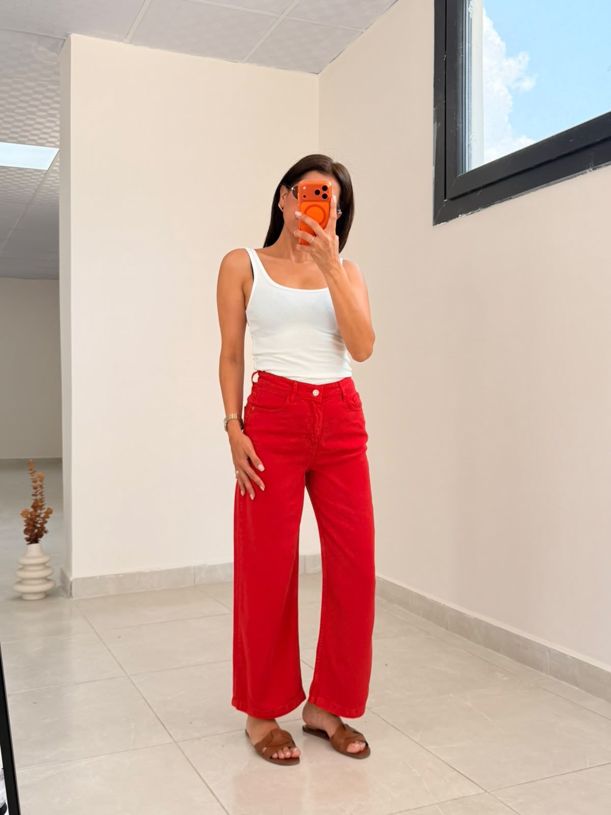 Culotte Tensel Kot Pantolon Kırmızı
