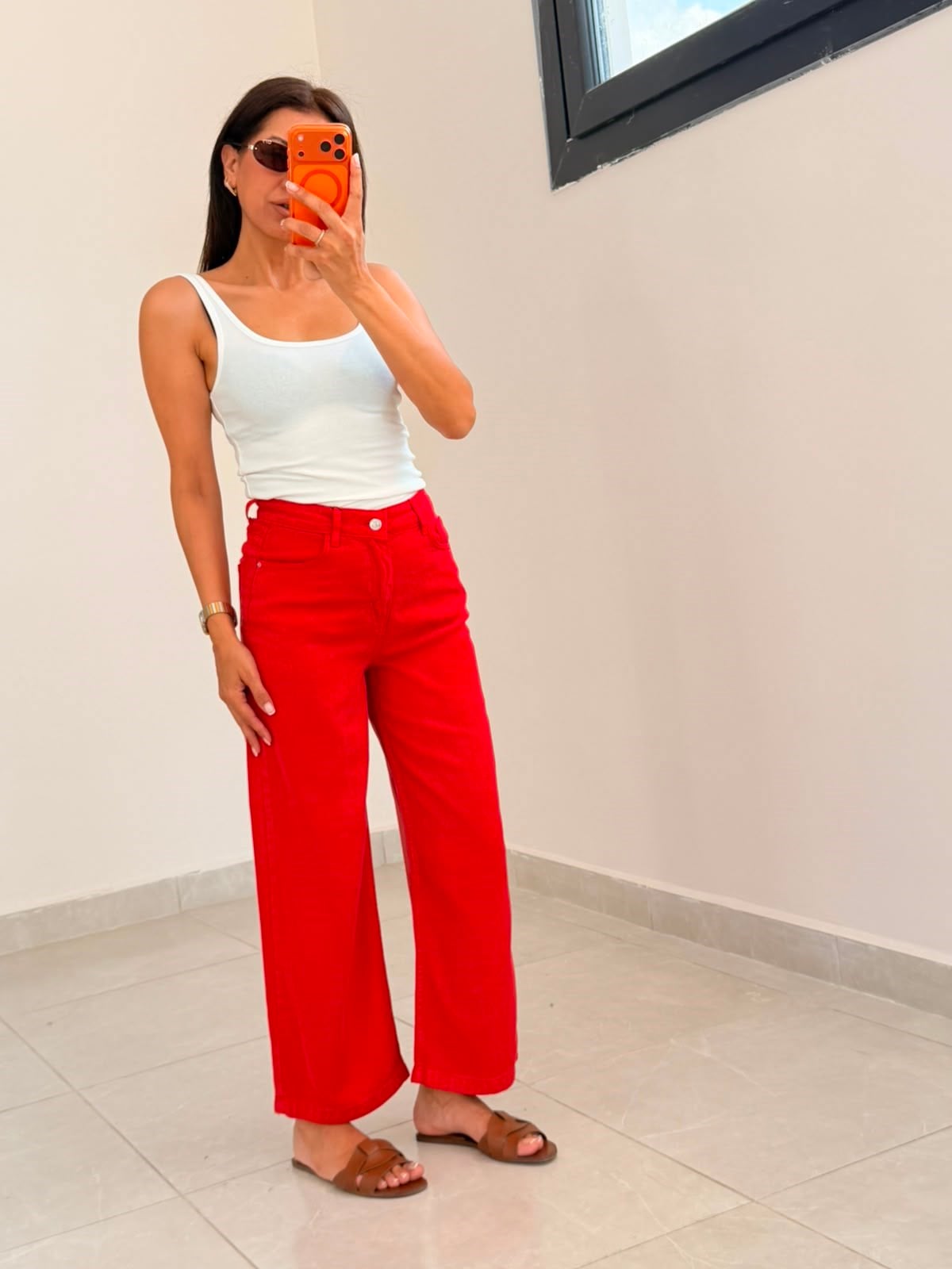 Culotte Tensel Kot Pantolon Kırmızı