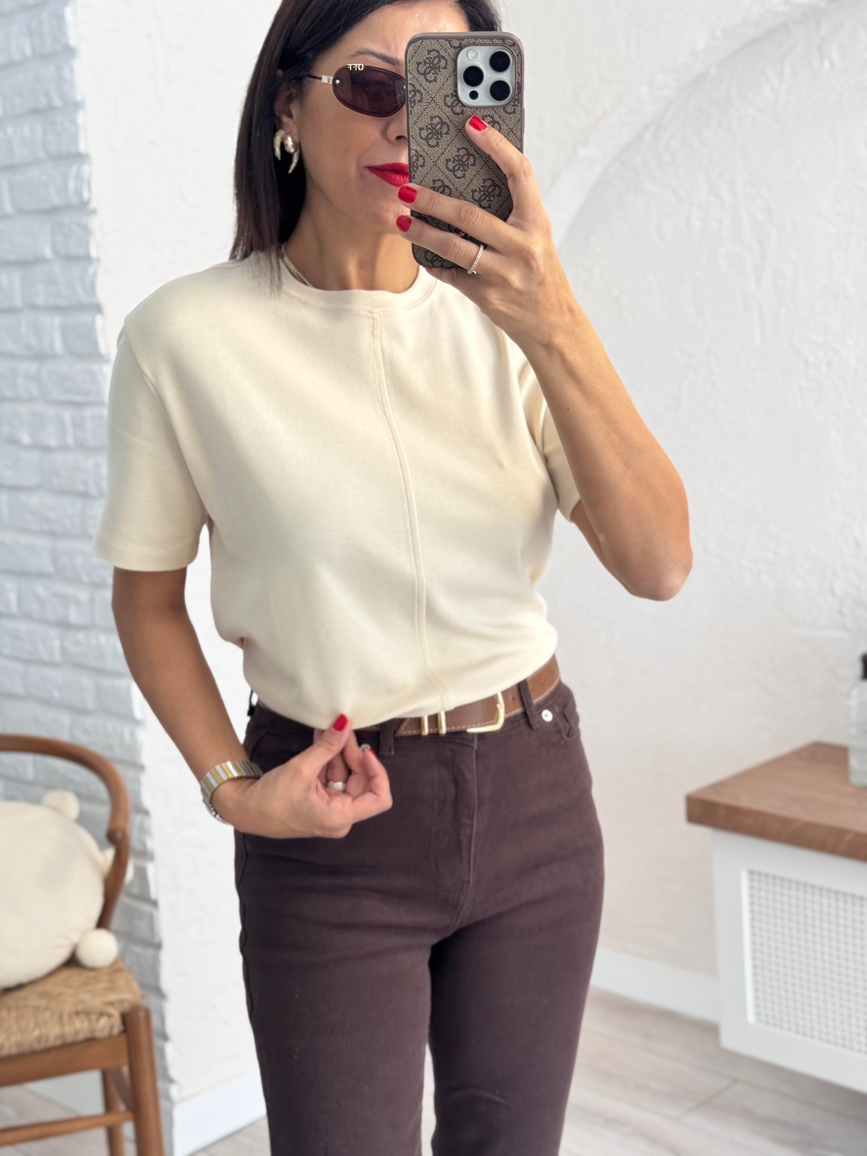 Dikiş Detaylı Tshirt Taş