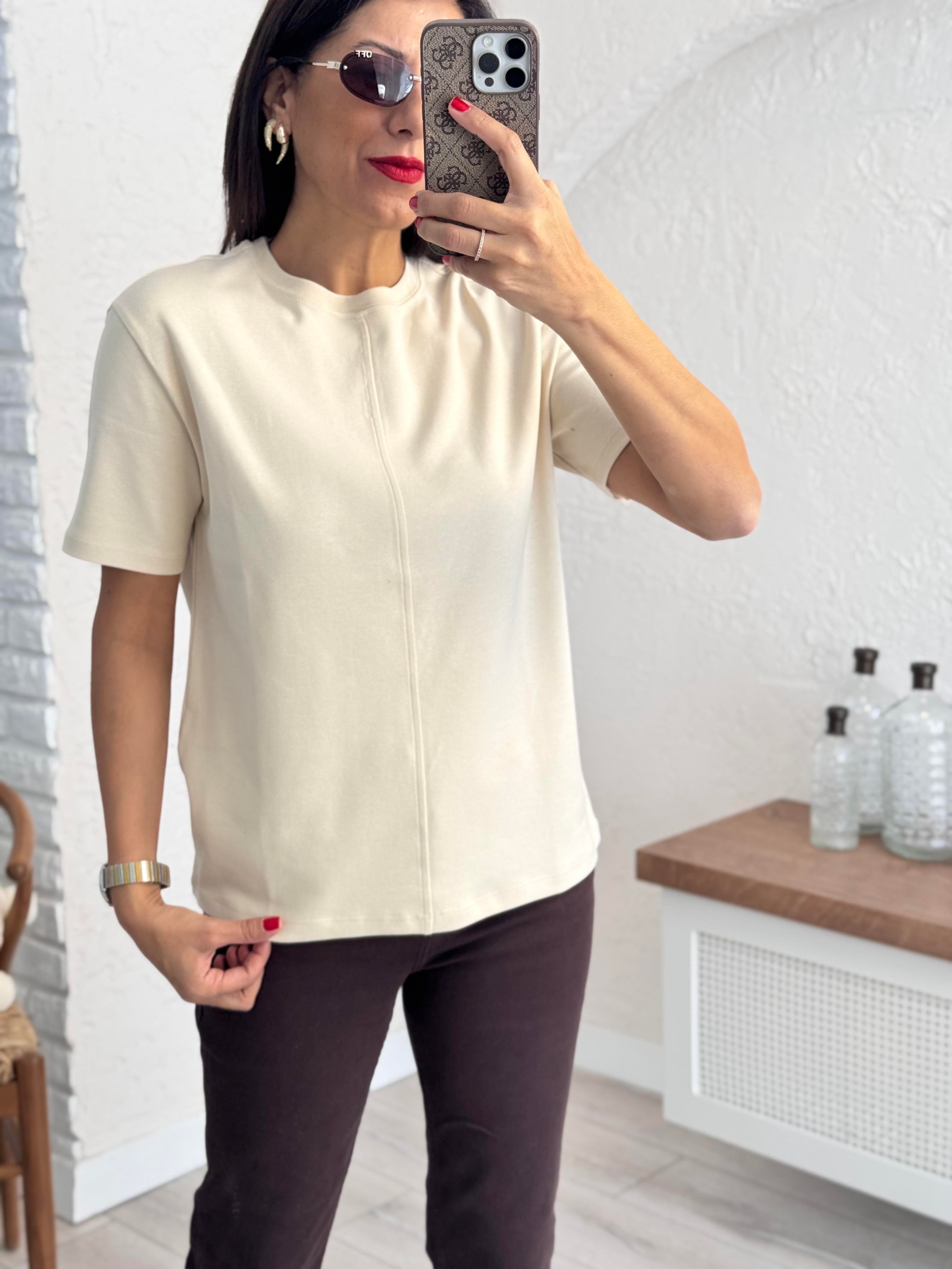 Dikiş Detaylı Tshirt Taş