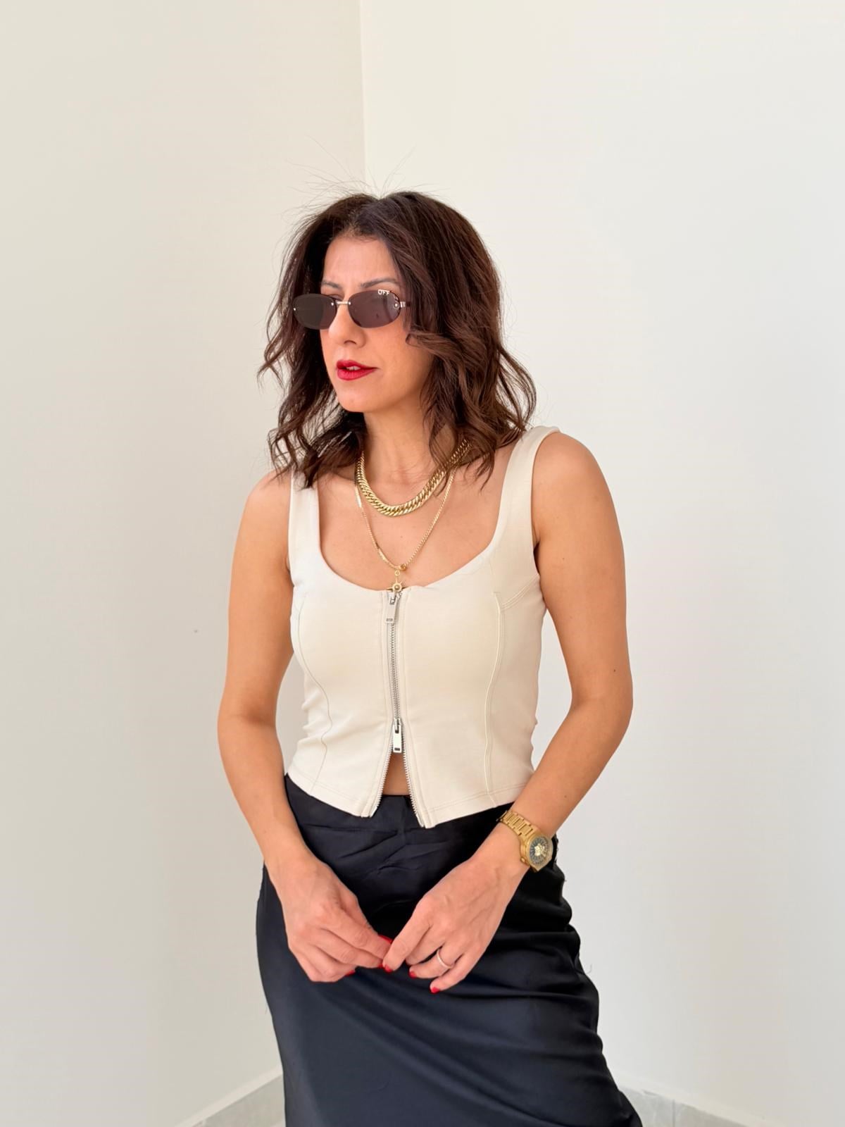 Fermuarlı Korse Top Taş 