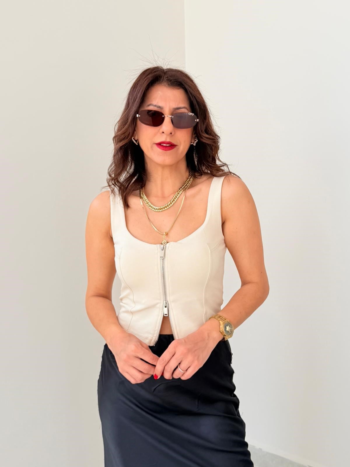 Fermuarlı Korse Top Taş 