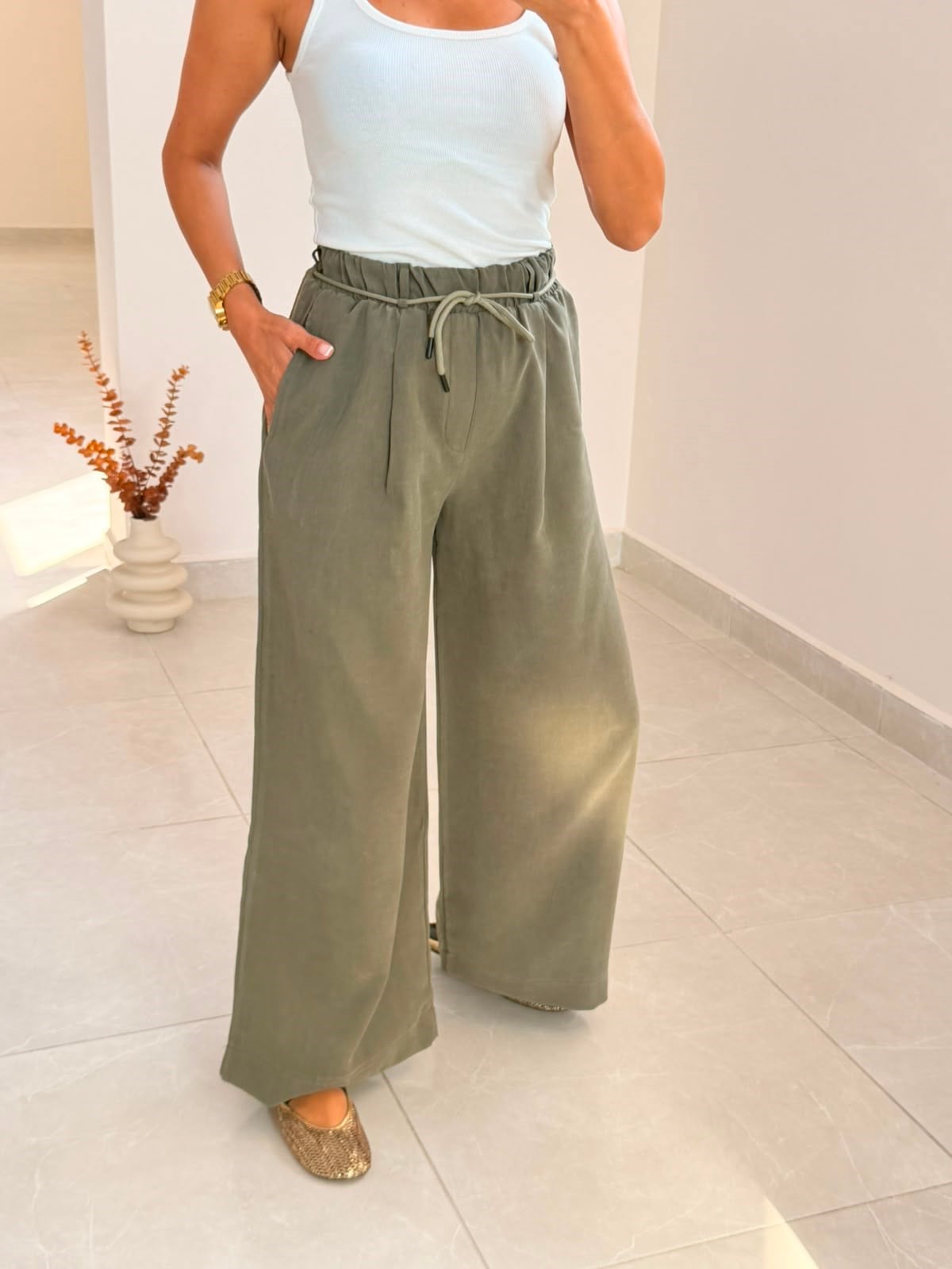 Gabardin Patlı Pantolon Haki 
