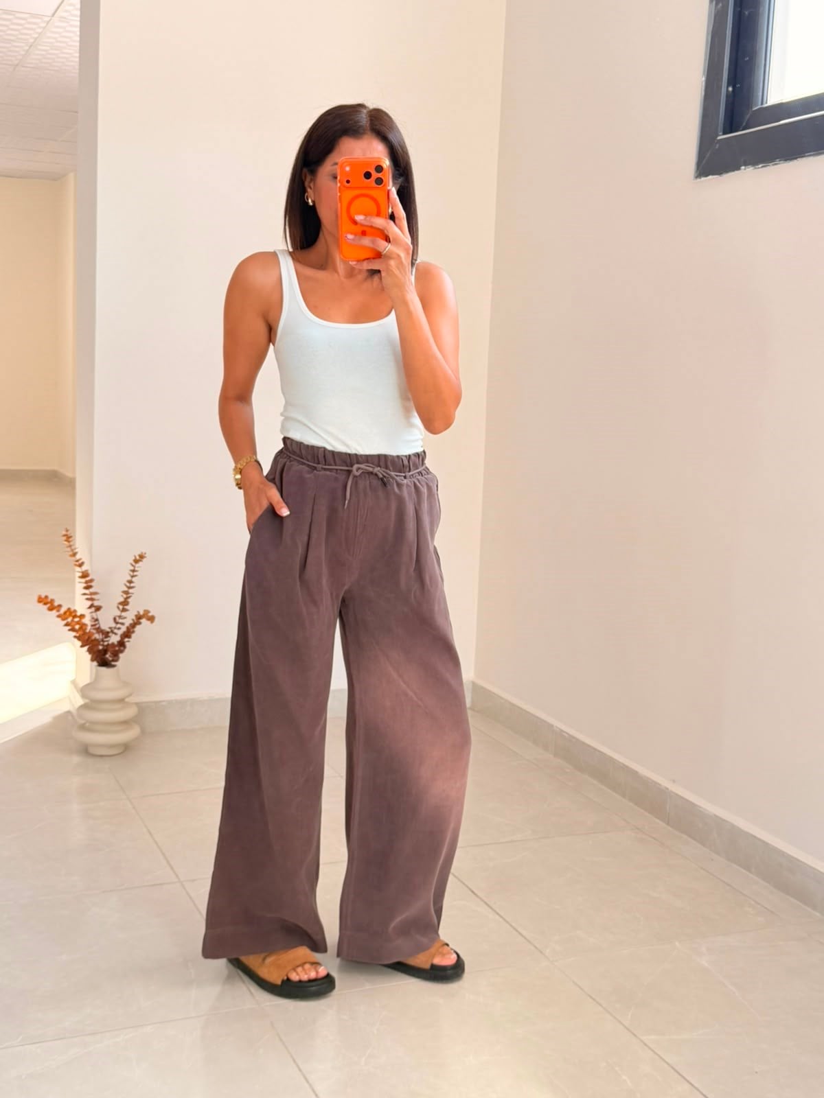 Gabardin Patlı Pantolon Kahve 