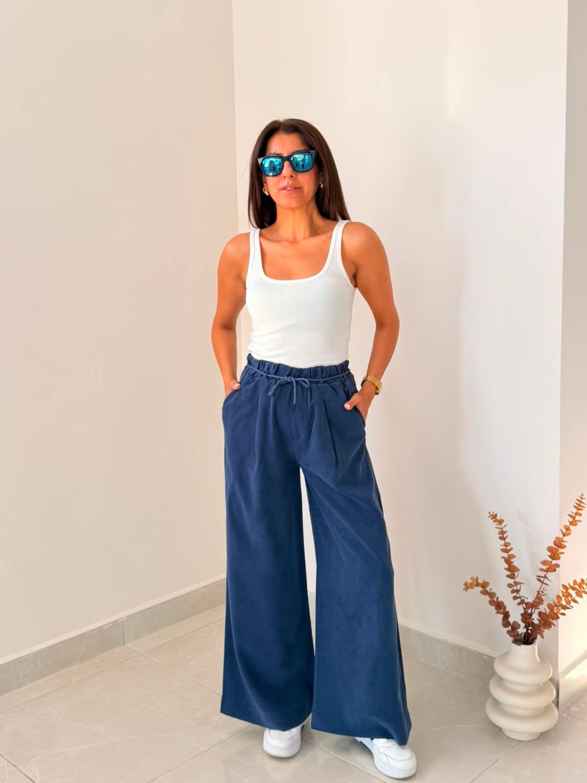 Gabardin Patlı Pantolon Lacivert 