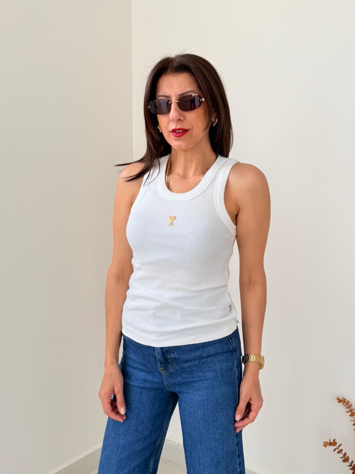 Halter Yaka Fitilli Atlet Beyaz 