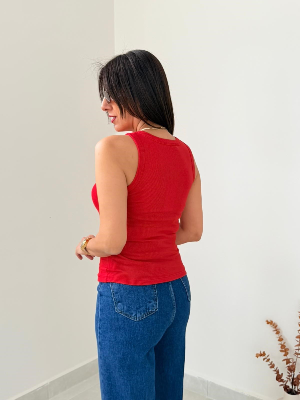 Halter Yaka Fitilli Atlet  Kırmızı 