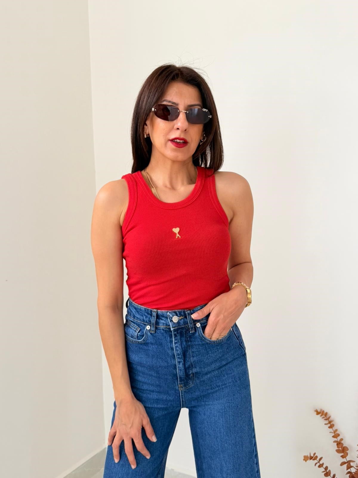 Halter Yaka Fitilli Atlet  Kırmızı 