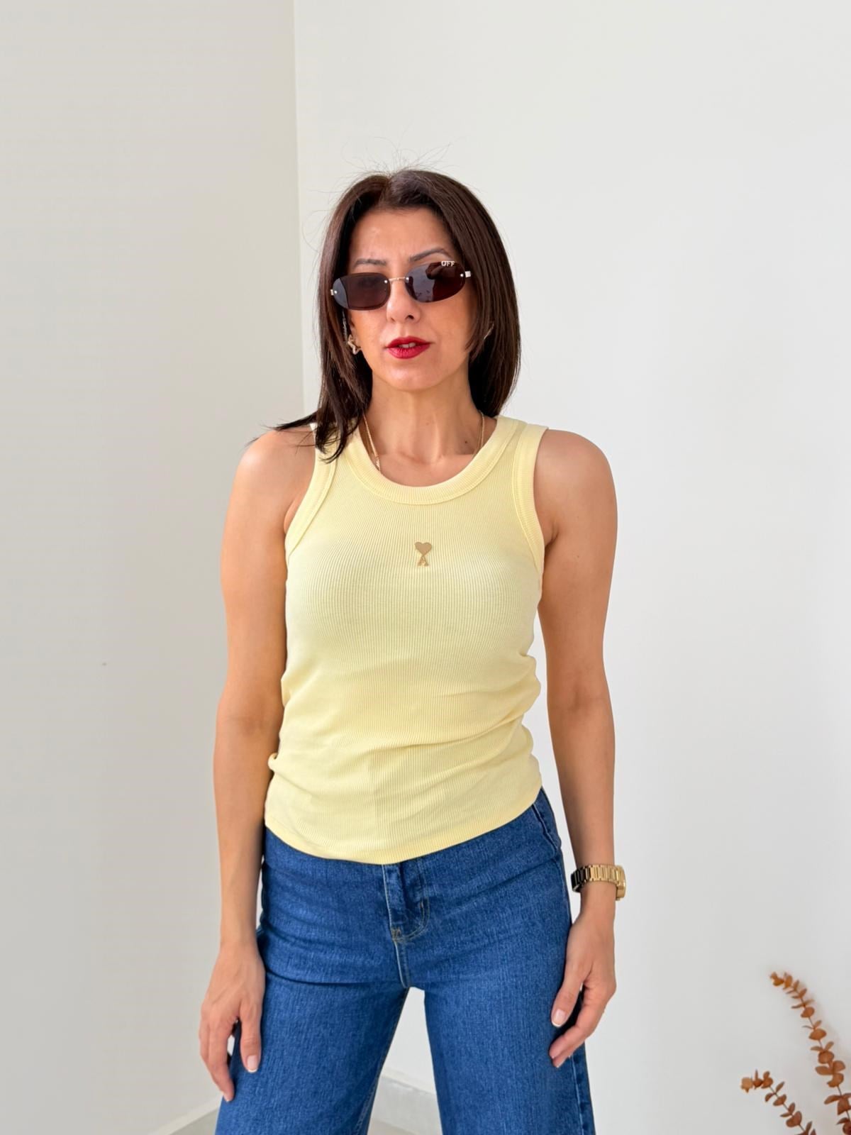 Halter Yaka Fitilli Atlet Sarı 