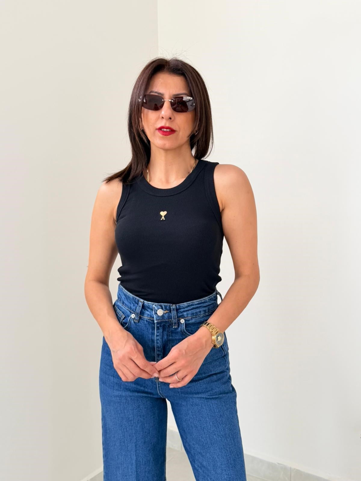 Halter Yaka Fitilli Atlet Siyah