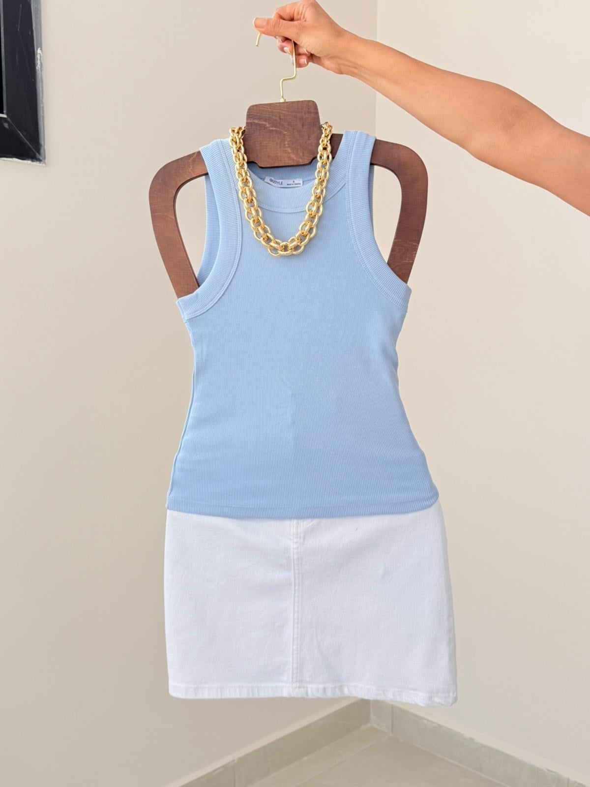 Halter Yaka Kaşkorse Atlet Bebe Mavi