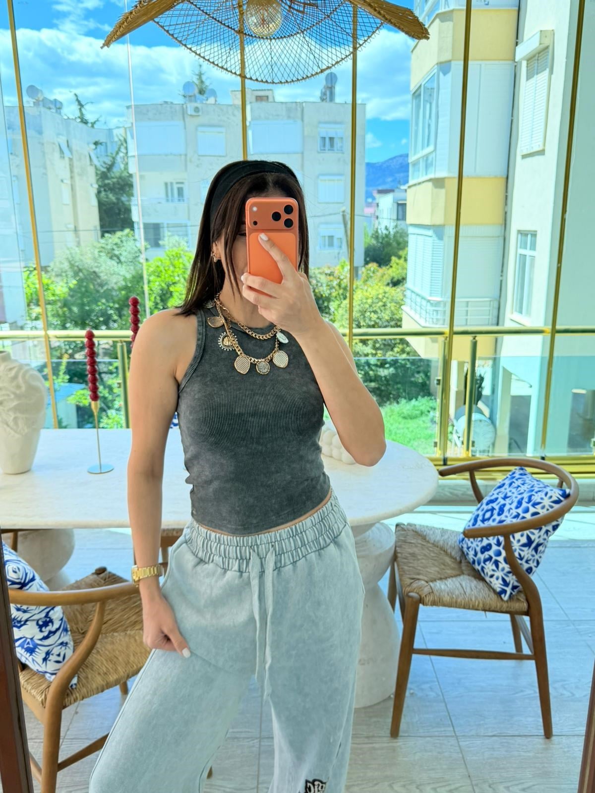 Halter Yaka Taşlama Atlet Antrasit