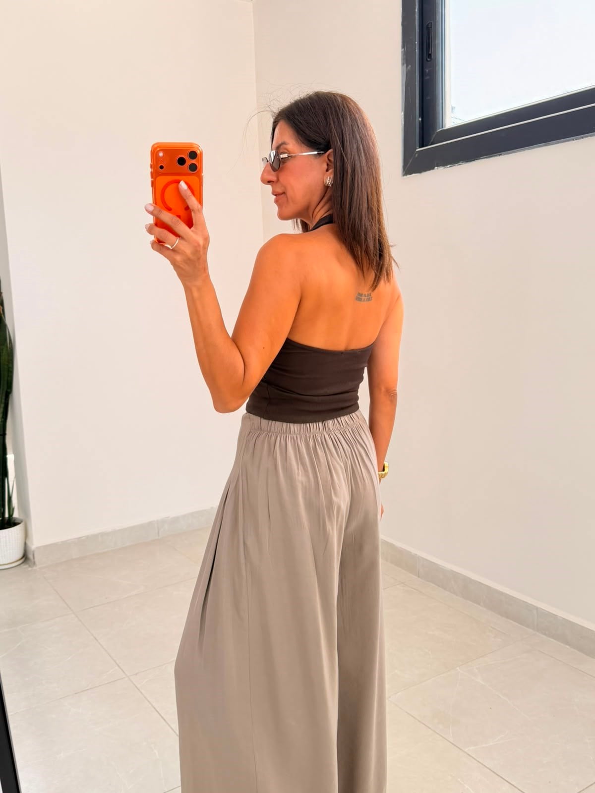 Halter Yaka Top Kahve