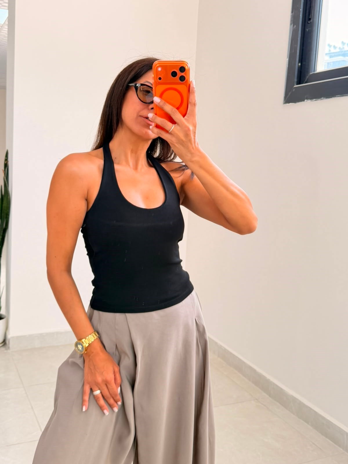 Halter Yaka Top Siyah
