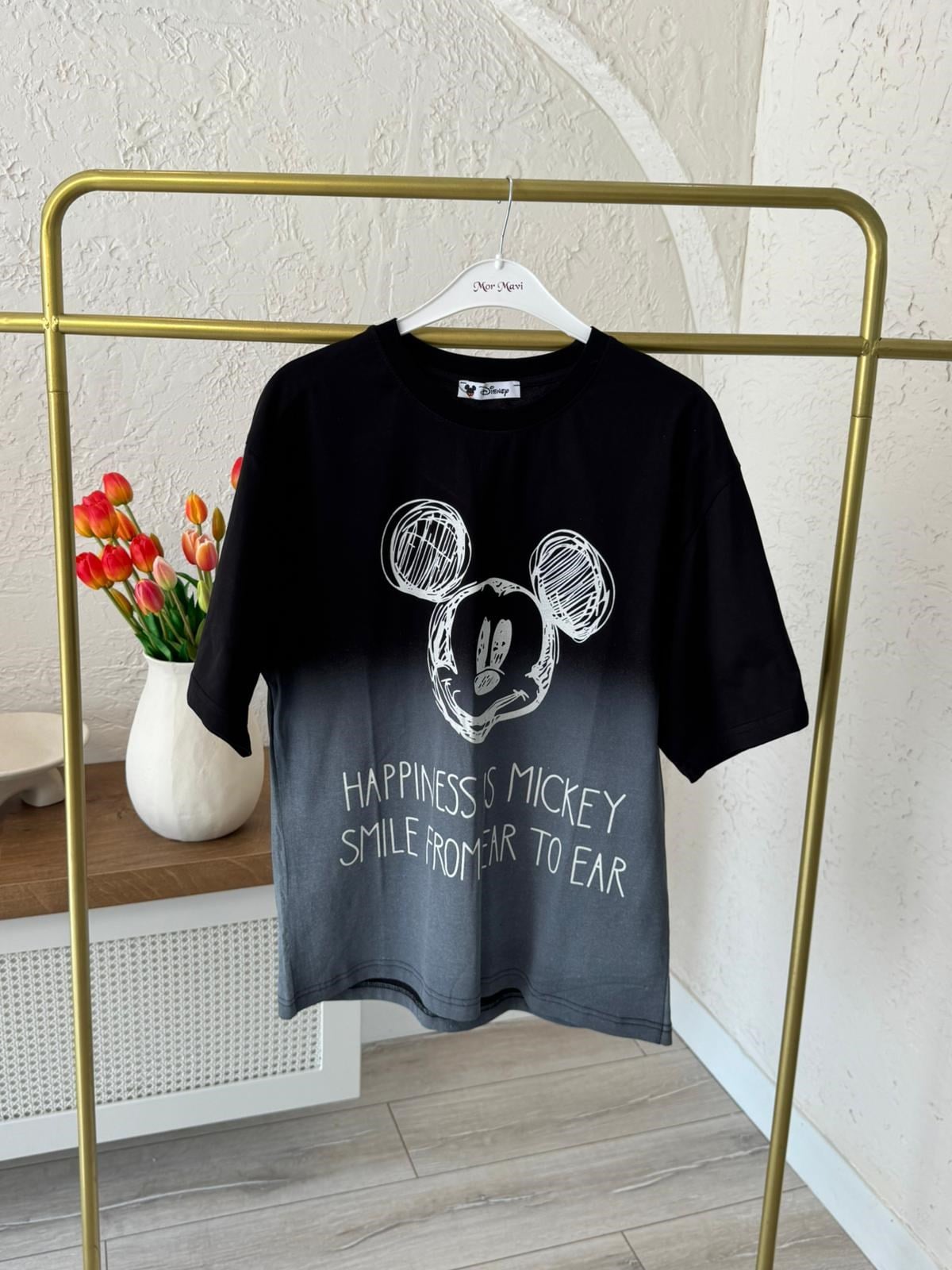 Happines Baskılı Oversize Tişört
