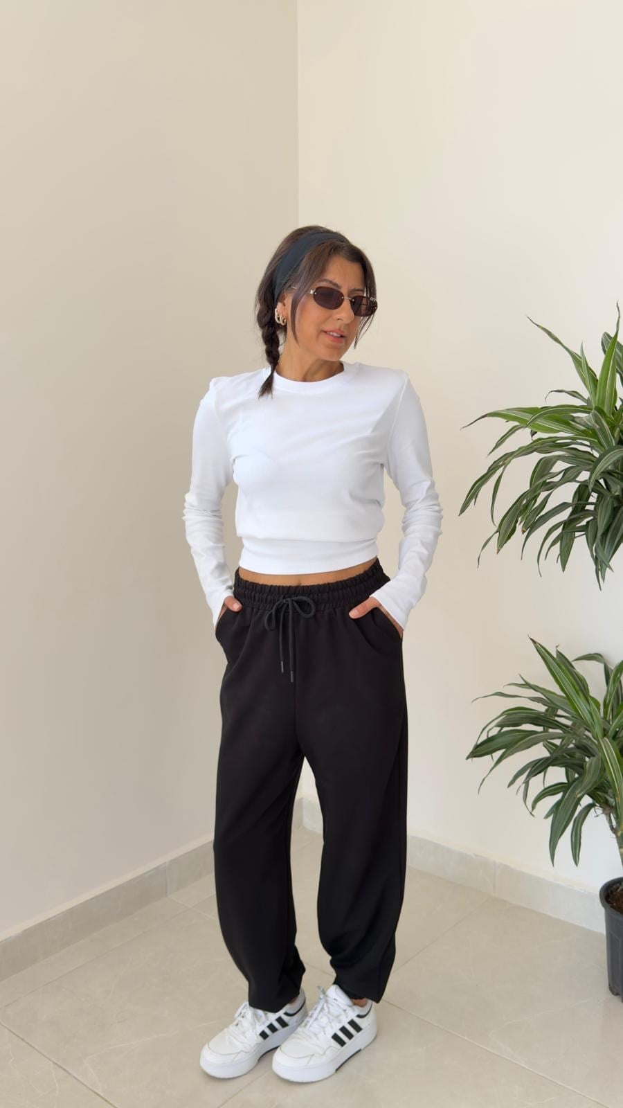 İki İplik Baggy Jogger Siyah