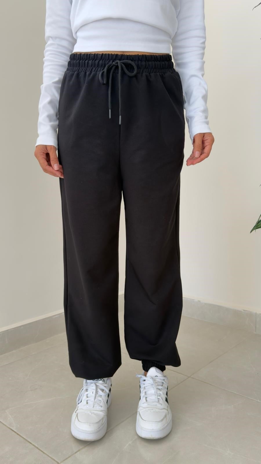 İki İplik Baggy Jogger Siyah