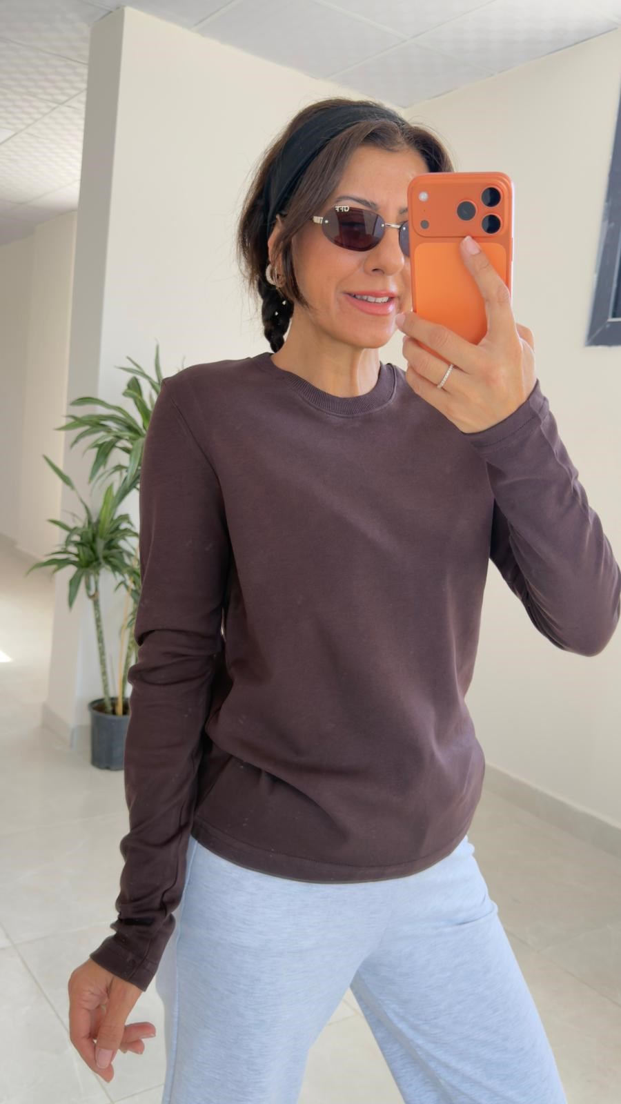Karol Dekoratif Yaka Uzun Kol Basic Acı Kahve