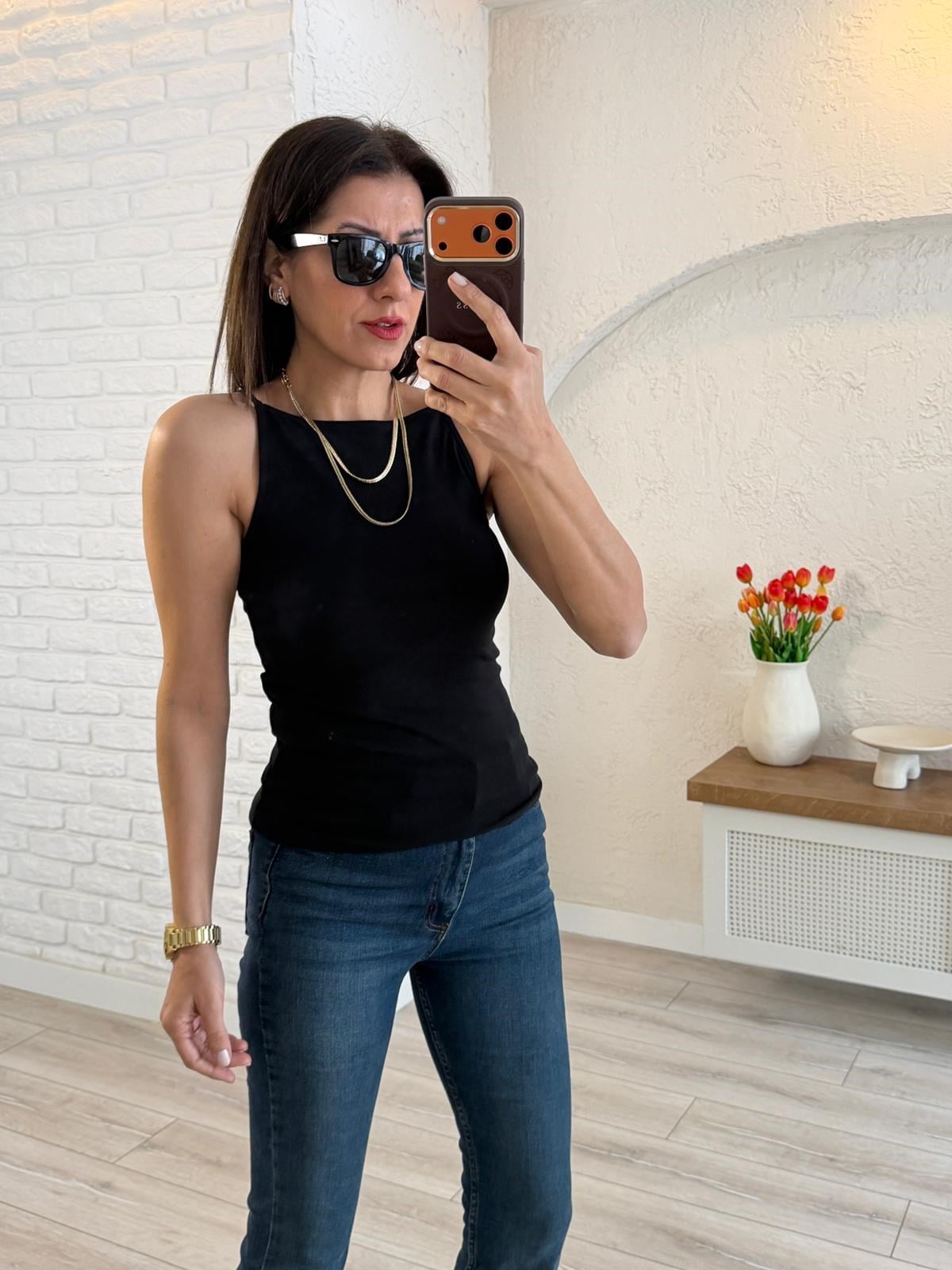 Kayık Yaka Bluz Siyah