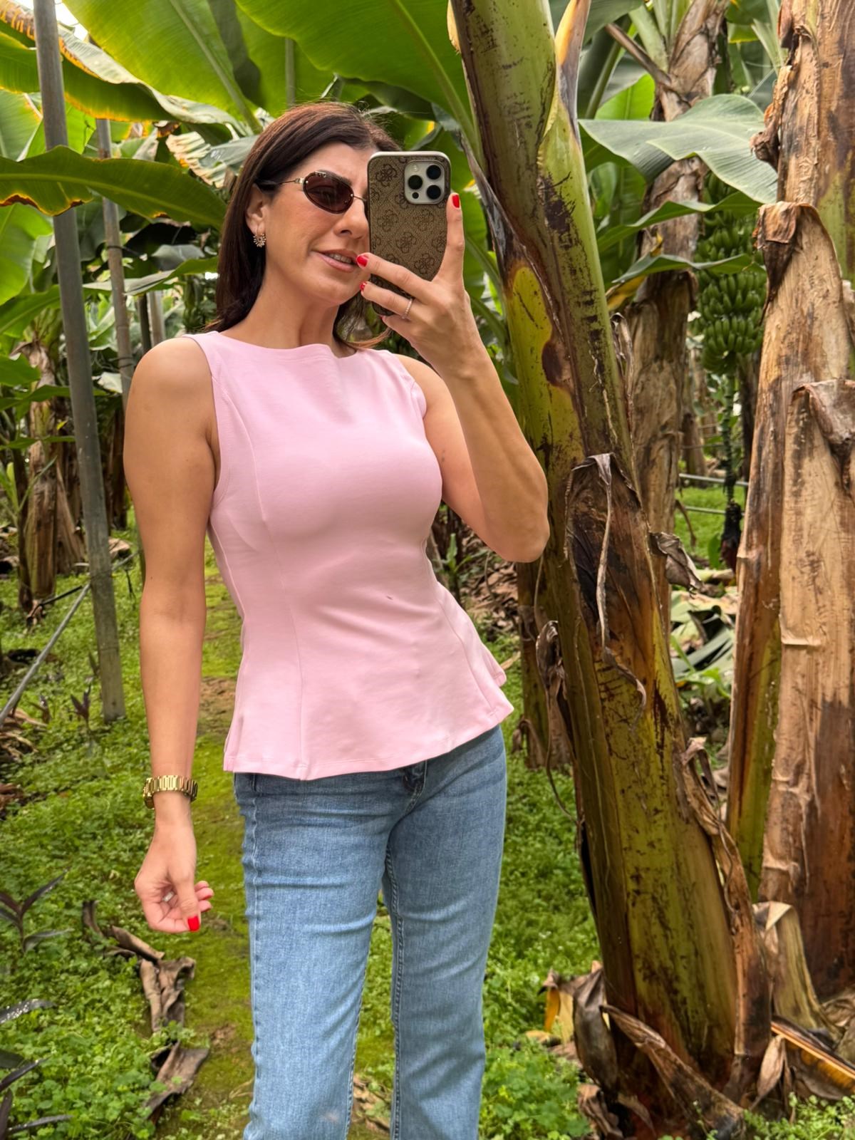Kayık Yaka Peblum Top Pembe                                                                                                                                                                 