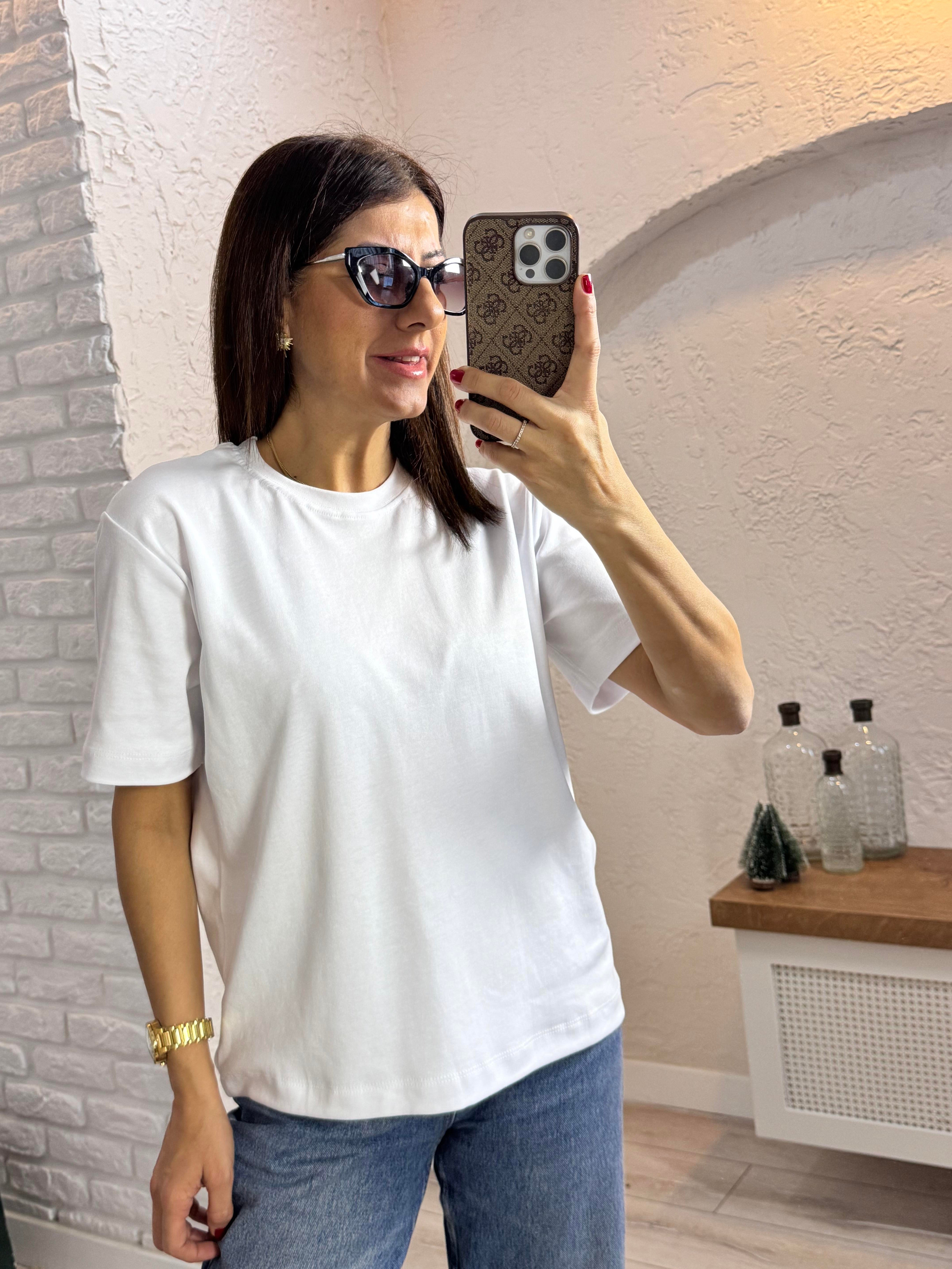 Kısa Kol Düz Tshirt Beyaz