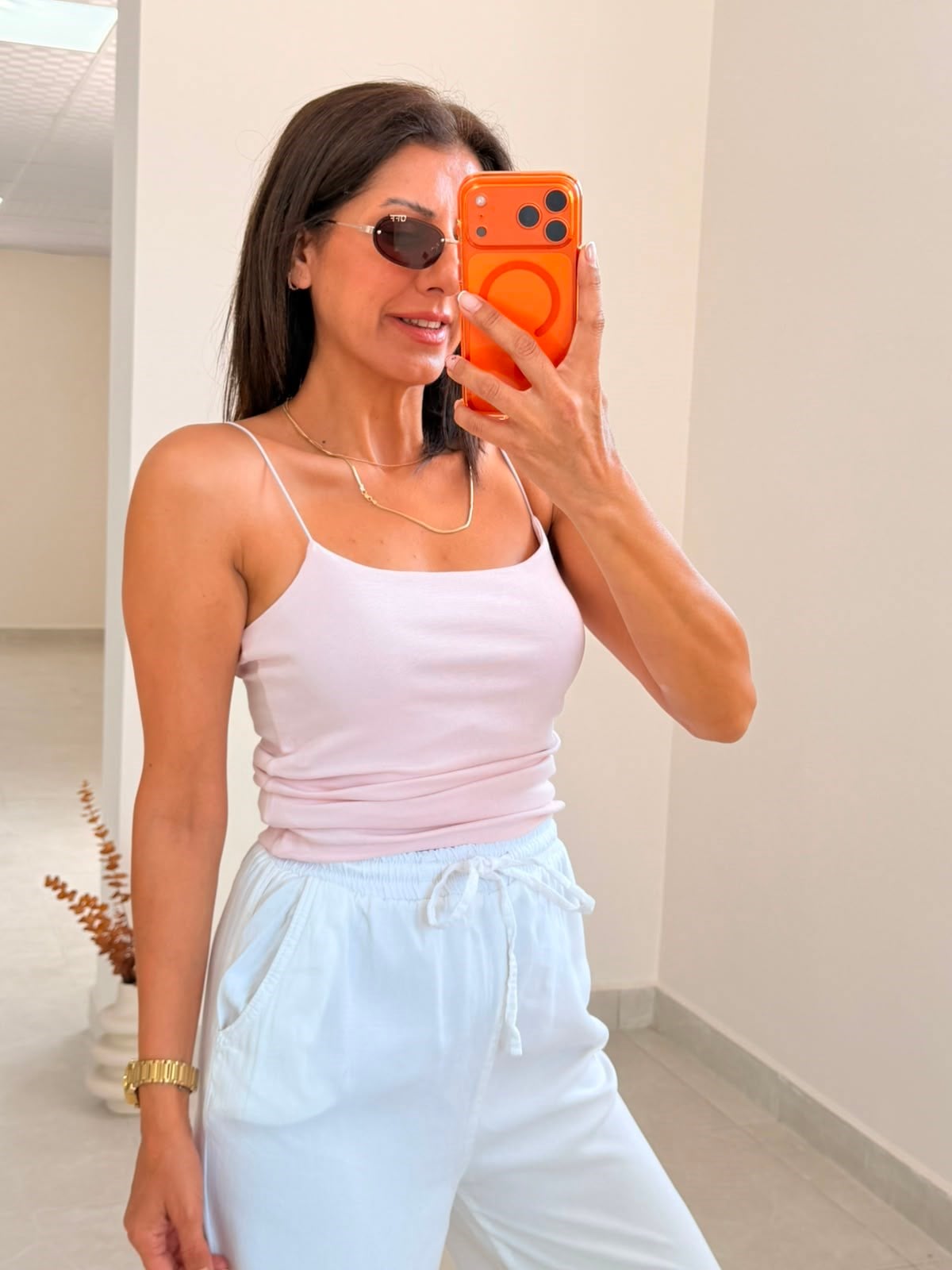 Lastik Askılı Pamuklu Atlet Pembe