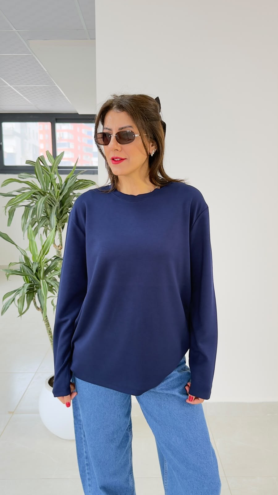 Modal Kumaş Uzun Kollu Basic Lacivert