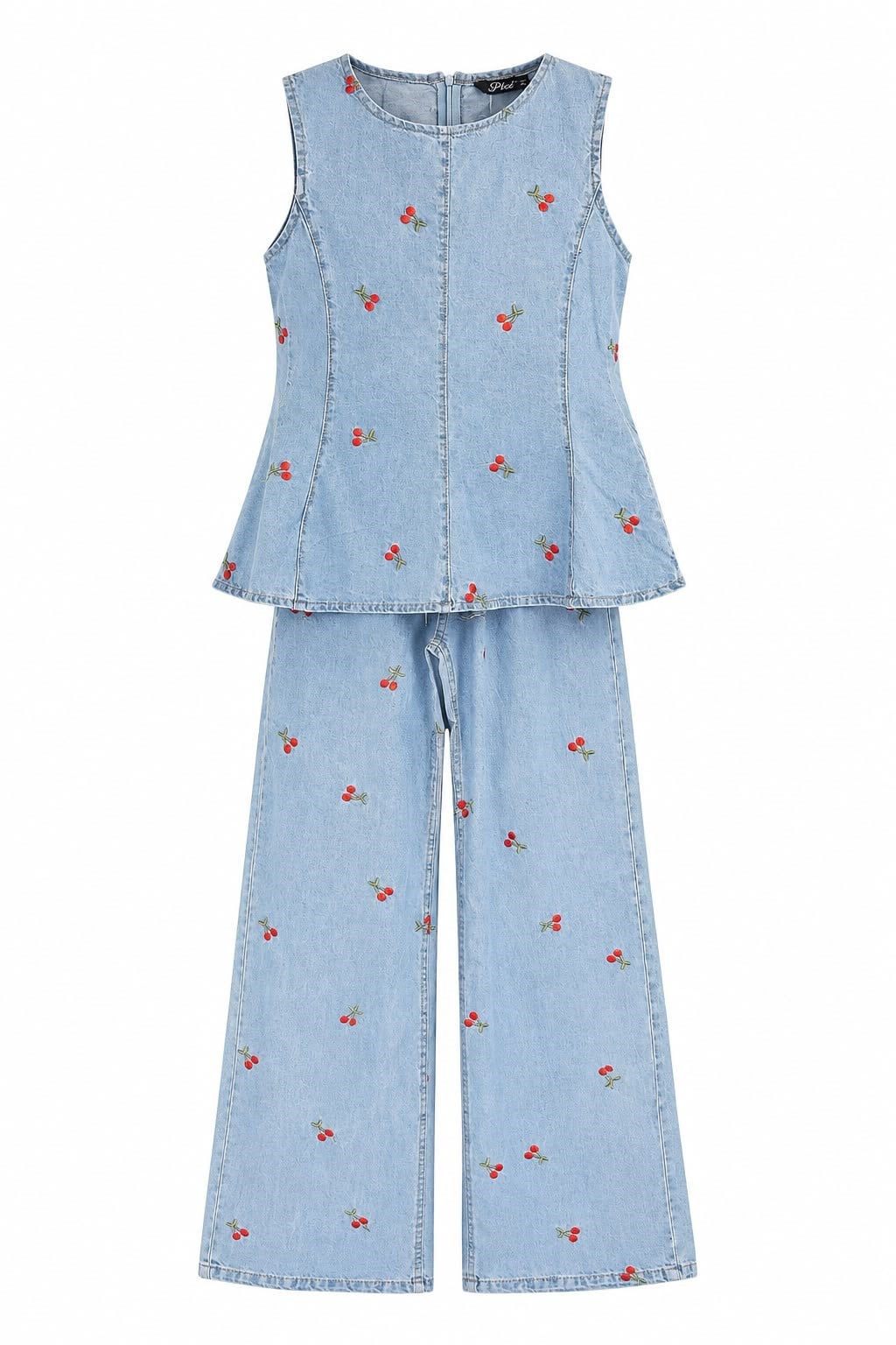 Nakış İşlemeli Denim Bluz Pantolon Takım