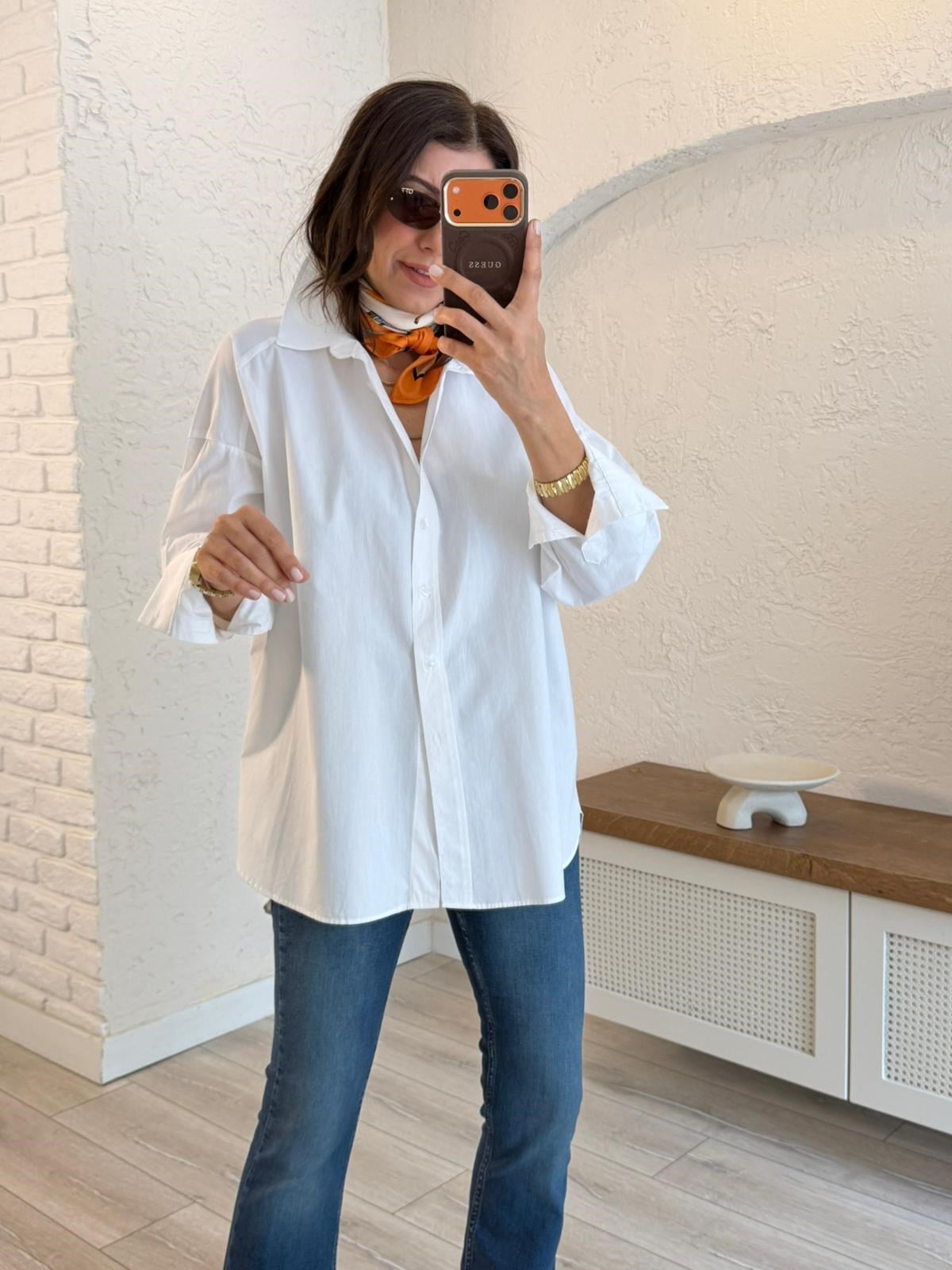 Oversize Poplin Gömlek Beyaz