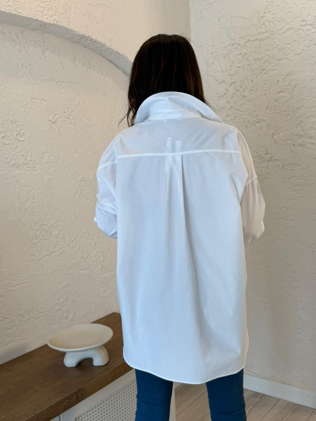 Oversize Poplin Gömlek Beyaz