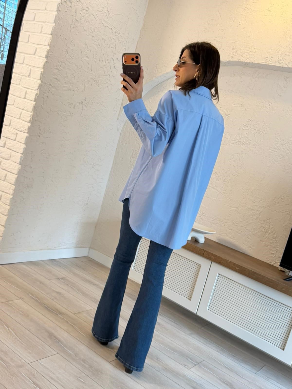 Oversize Poplin Gömlek Mavi