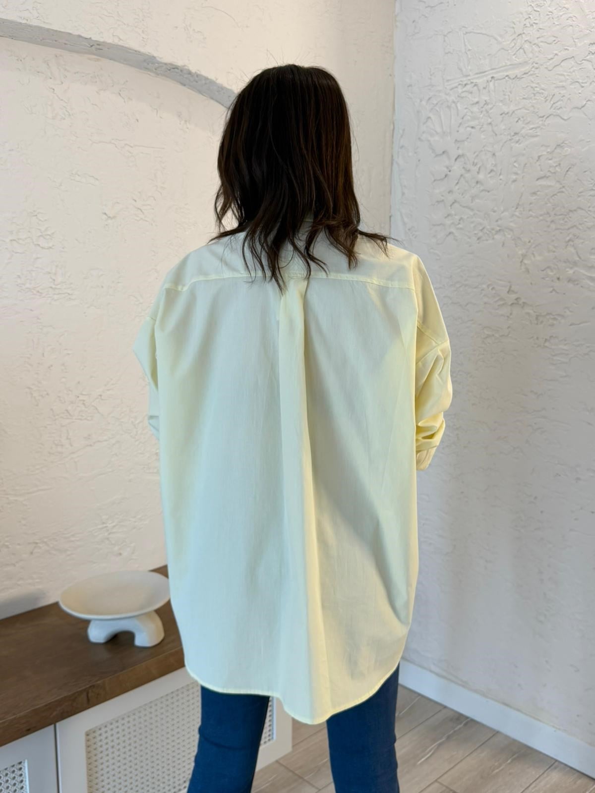 Oversize Poplin Gömlek Sarı