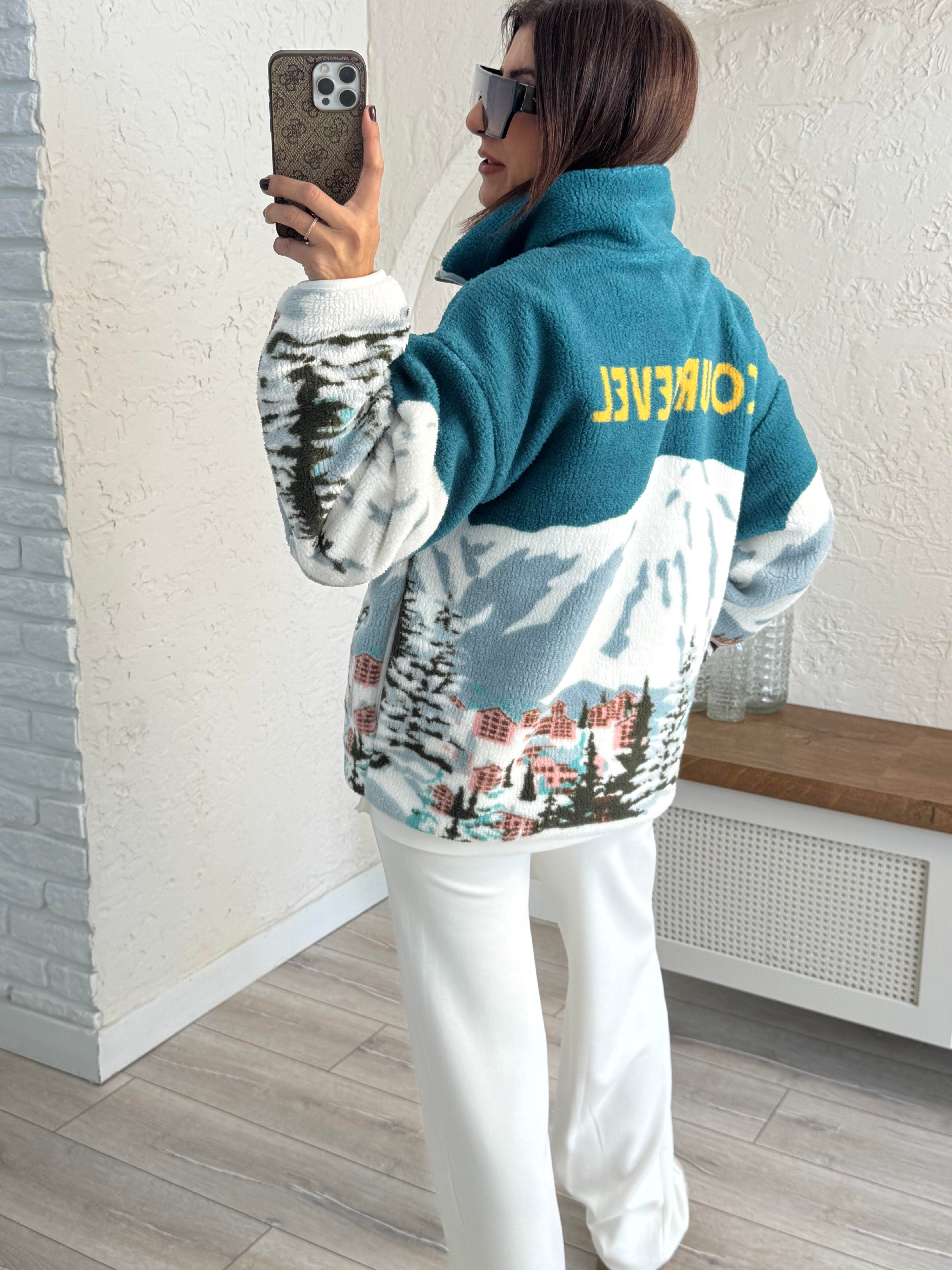 Oysh Model Kar Temalı Yazılı Polar Sweat
