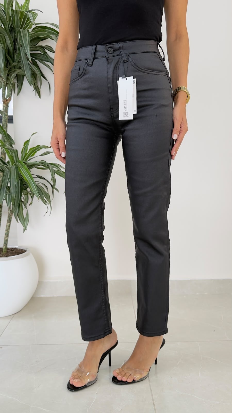 Premium Seri Mumlu Rikralı Boyfit Jean Siyah 