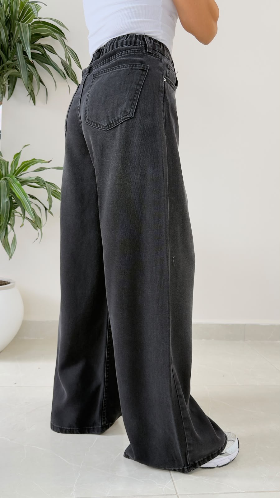Premium Yumuşak Dokulu Denim Palazzo Antrasit