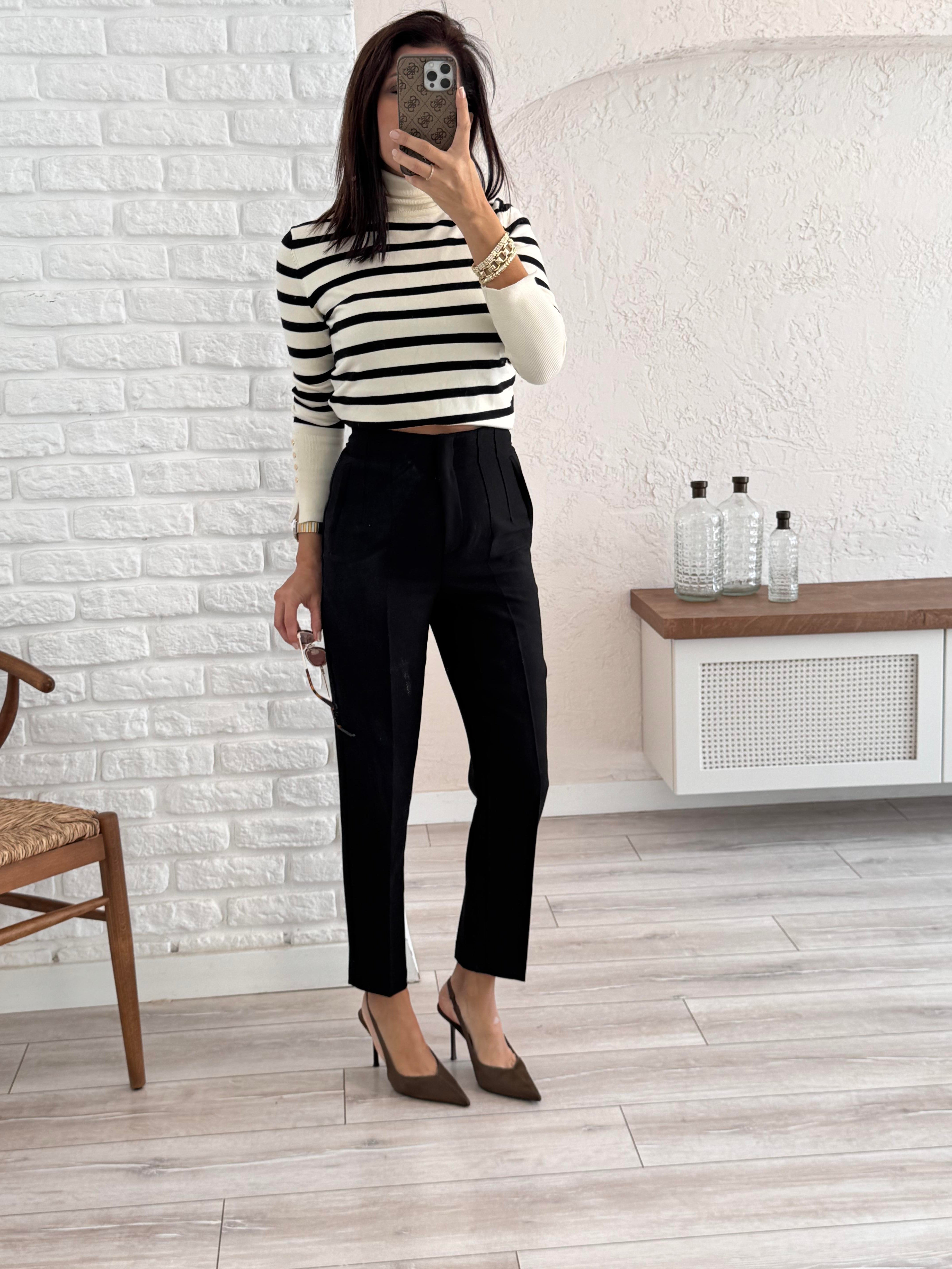 Siyah Platolu Pantolon