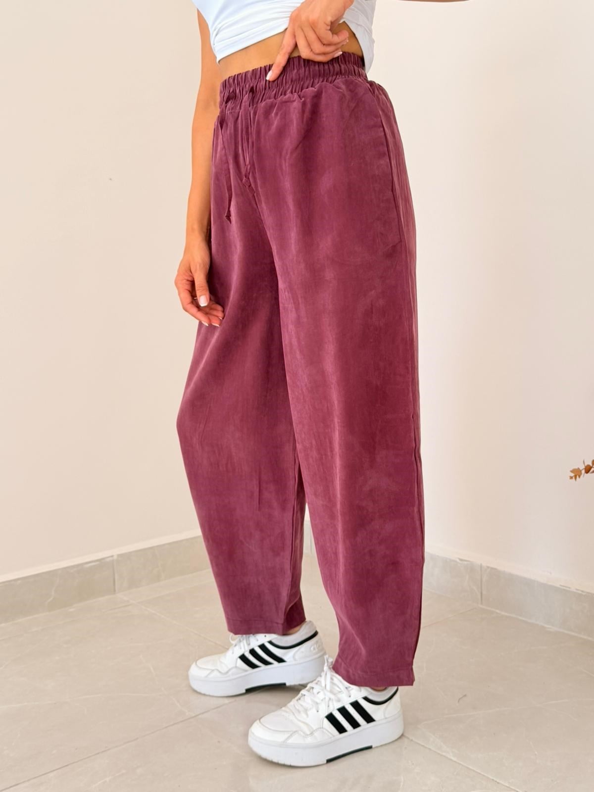 Tensel Kumaş Balon Pantolon Bordo 