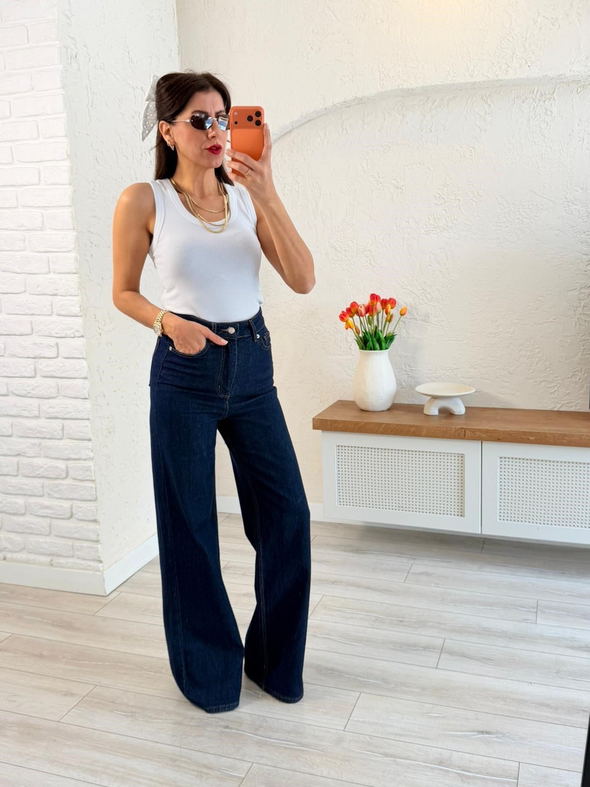 U Yaka Düz Basic Kalın Askılı Atlet  Beyaz