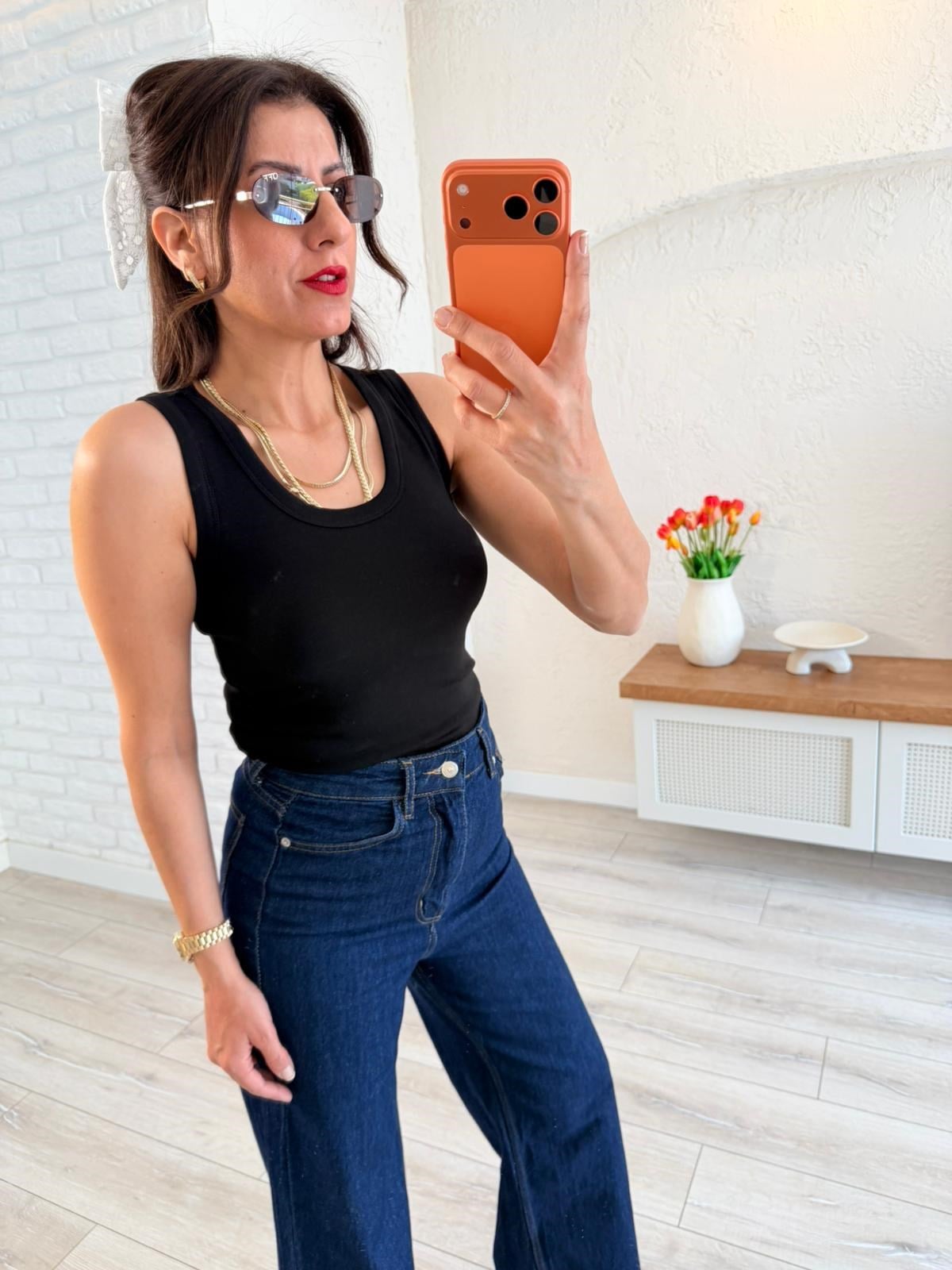 U Yaka Düz Basic Kalın Askılı Atlet Siyah