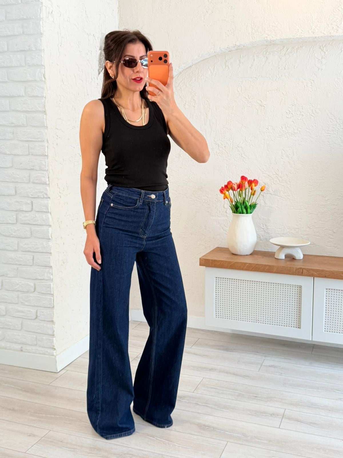 U Yaka Düz Basic Kalın Askılı Atlet Siyah