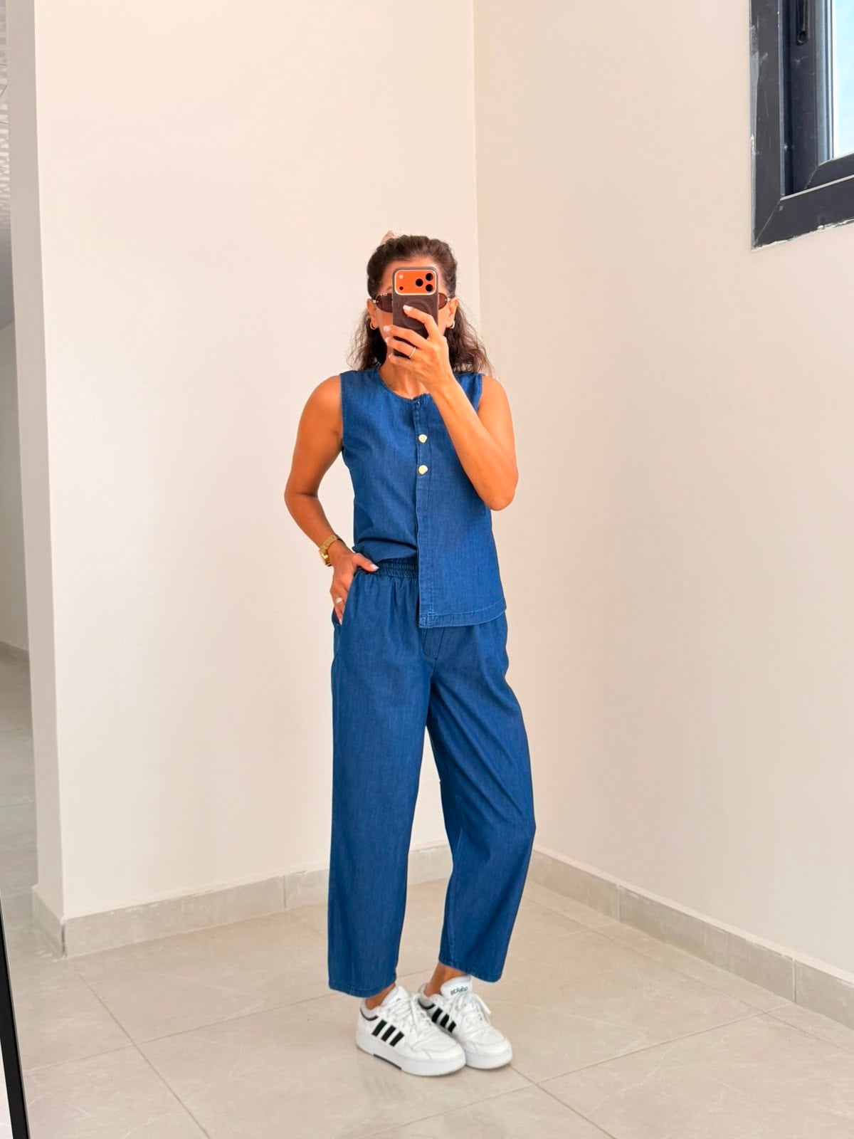 Yelekli Tensel Jean Takım Dark Blue