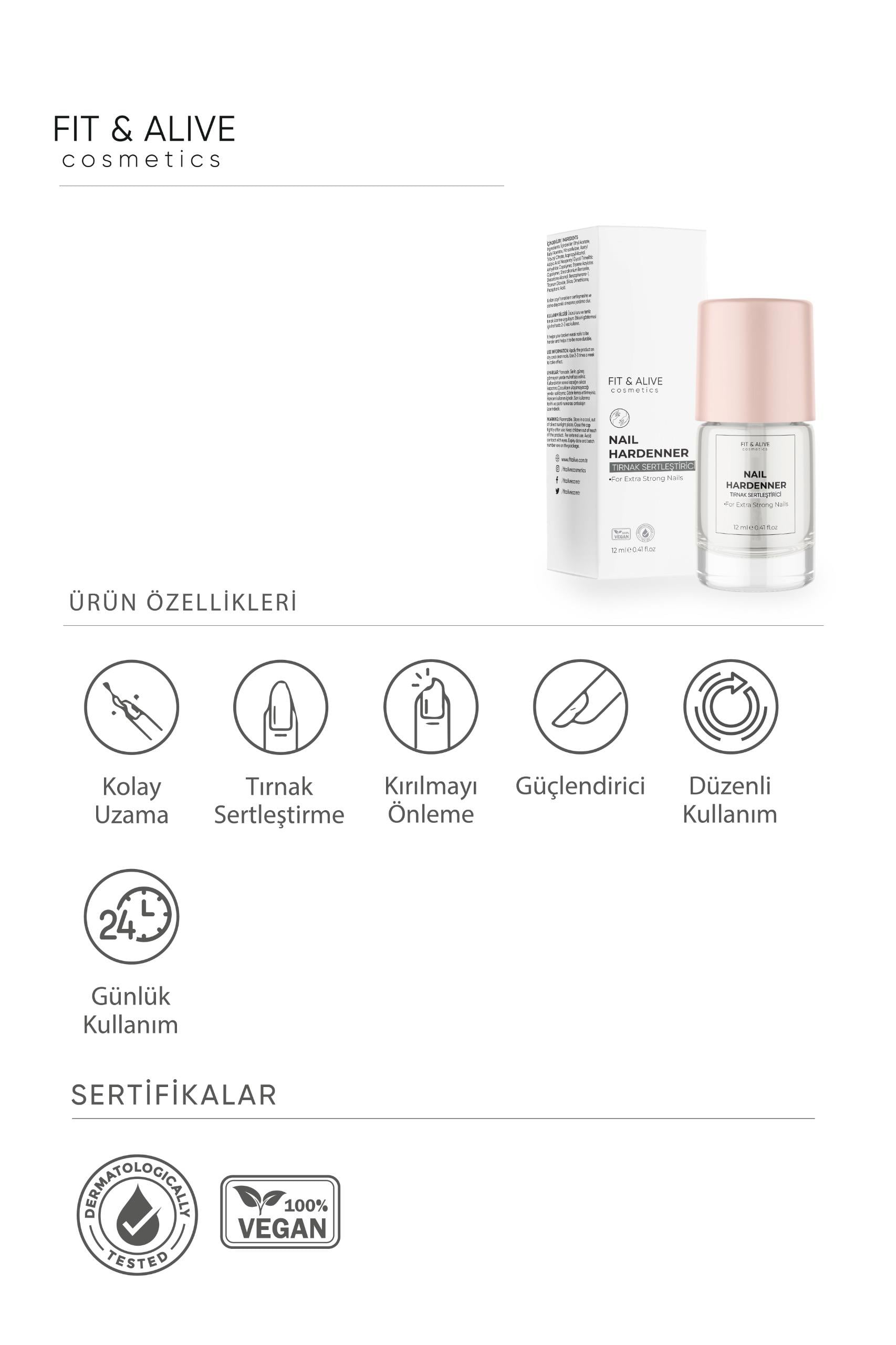 Fitalive Nail Hardener Tırnak Sertleştirici - Opak
