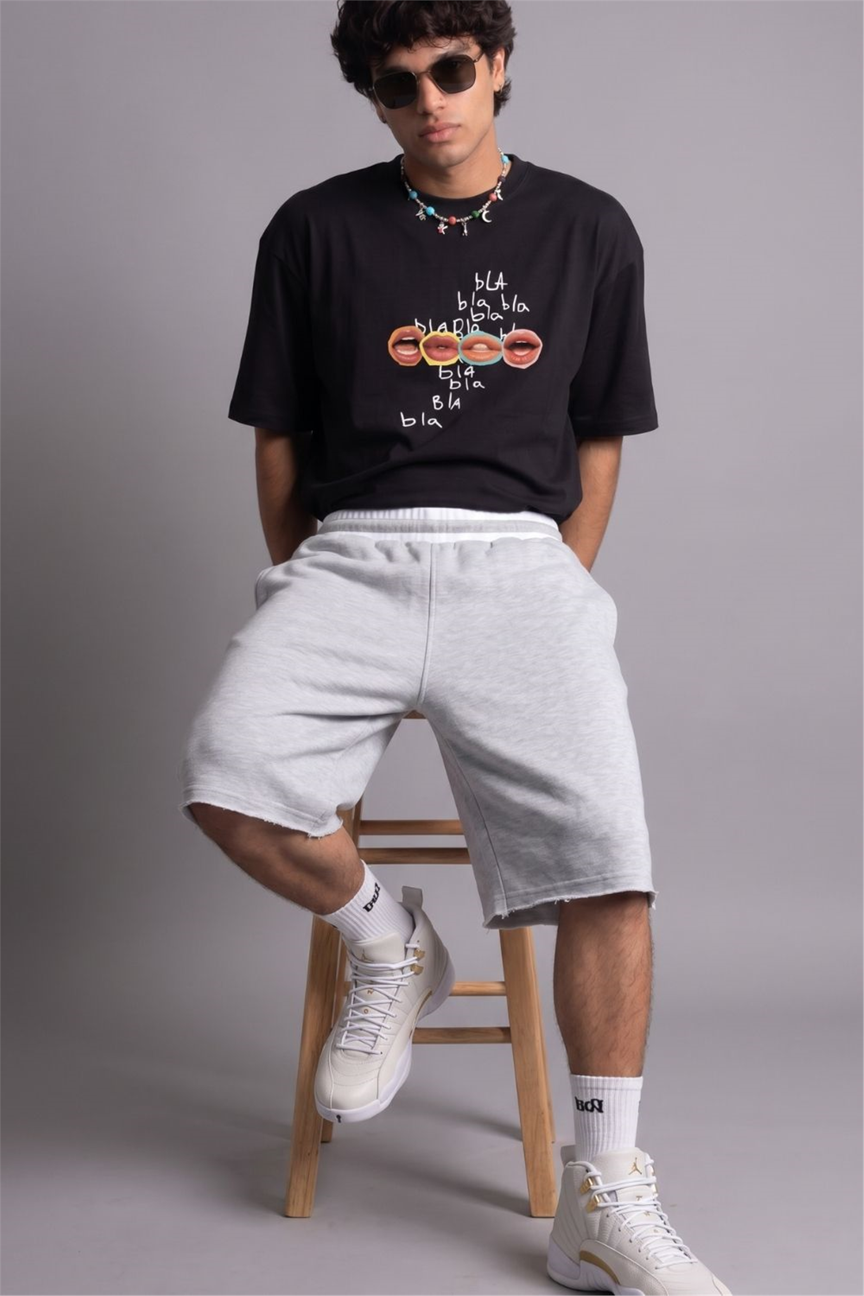 Bla Bla Oversize Siyah T-Shirt