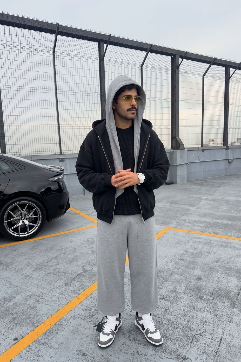 Chill Gri Kapüşonlu Atkı
